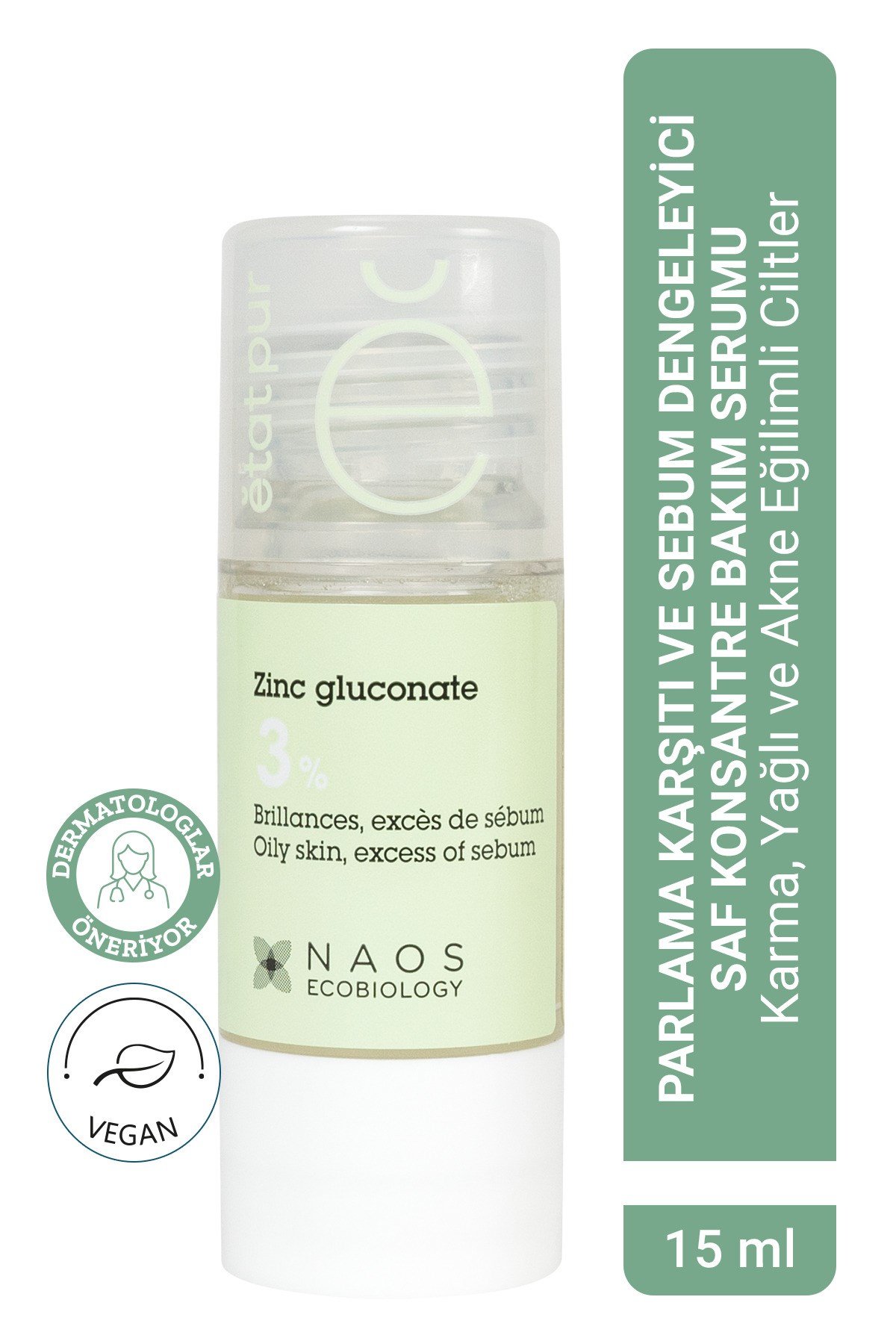 Pure Active Çinko Gluconate Sebum Dengeleyici Konsantre Bakım Serumu 15 ML