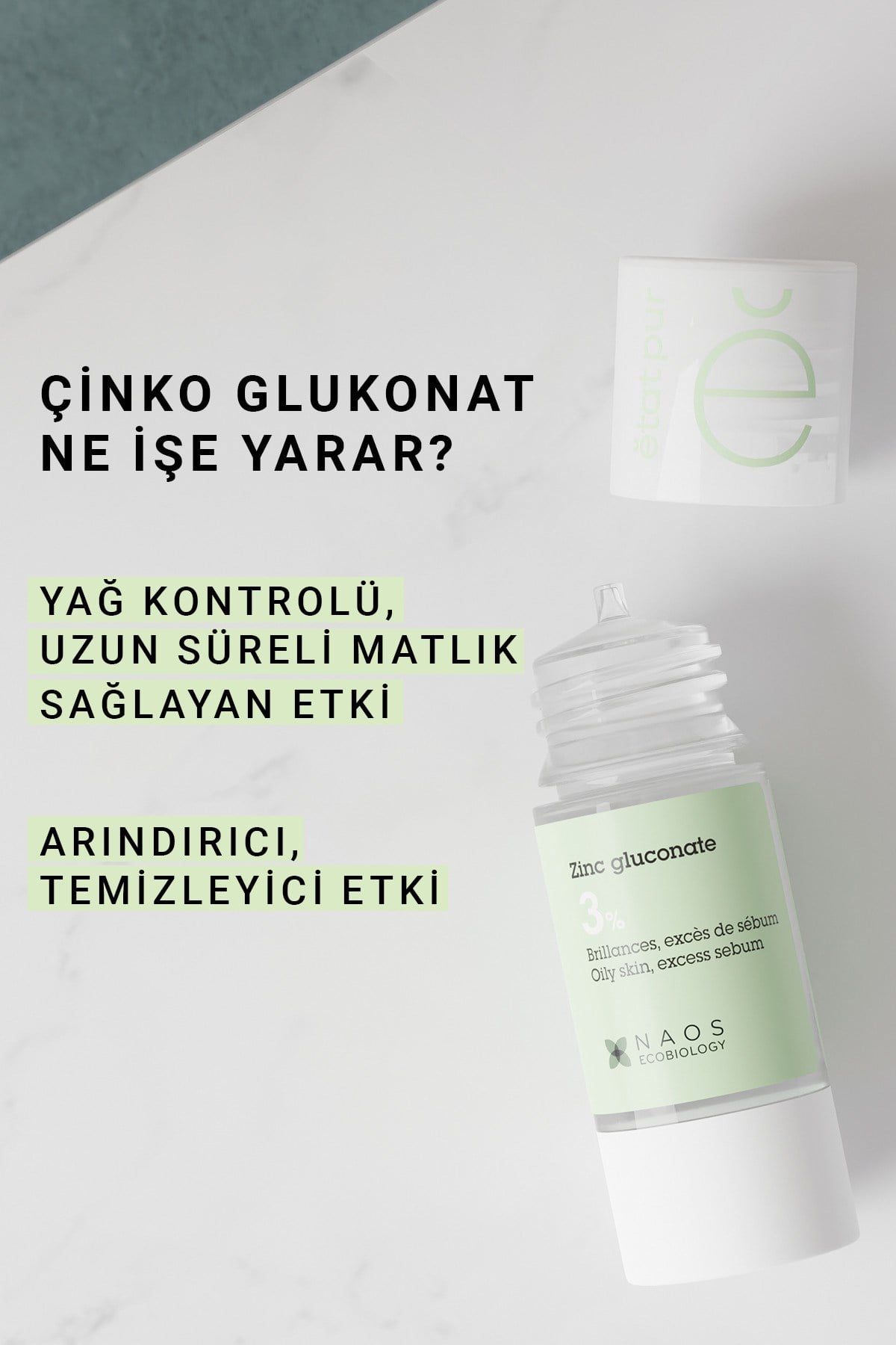 Pure Active Çinko Gluconate Sebum Dengeleyici Konsantre Bakım Serumu 15 ML