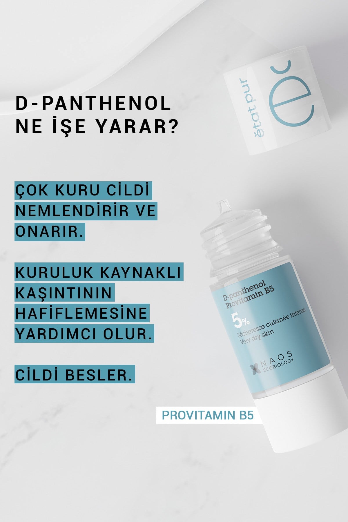 Pure Active D-Panthenol Kuru Ciltler İçin Nemlendirici, Bariyer Onarıcı Konsantre Bakım Serumu 15ML