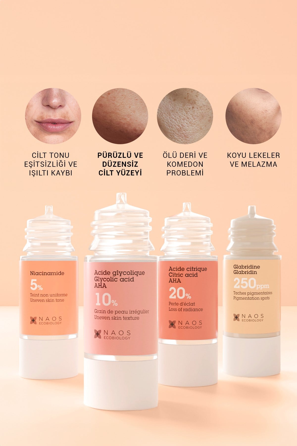 Pure Active Glikolik Asit %10 Aha Peeling Cilt Yenileme Etkili Saf Konsantre Cilt Bakım Serumu 15 ml