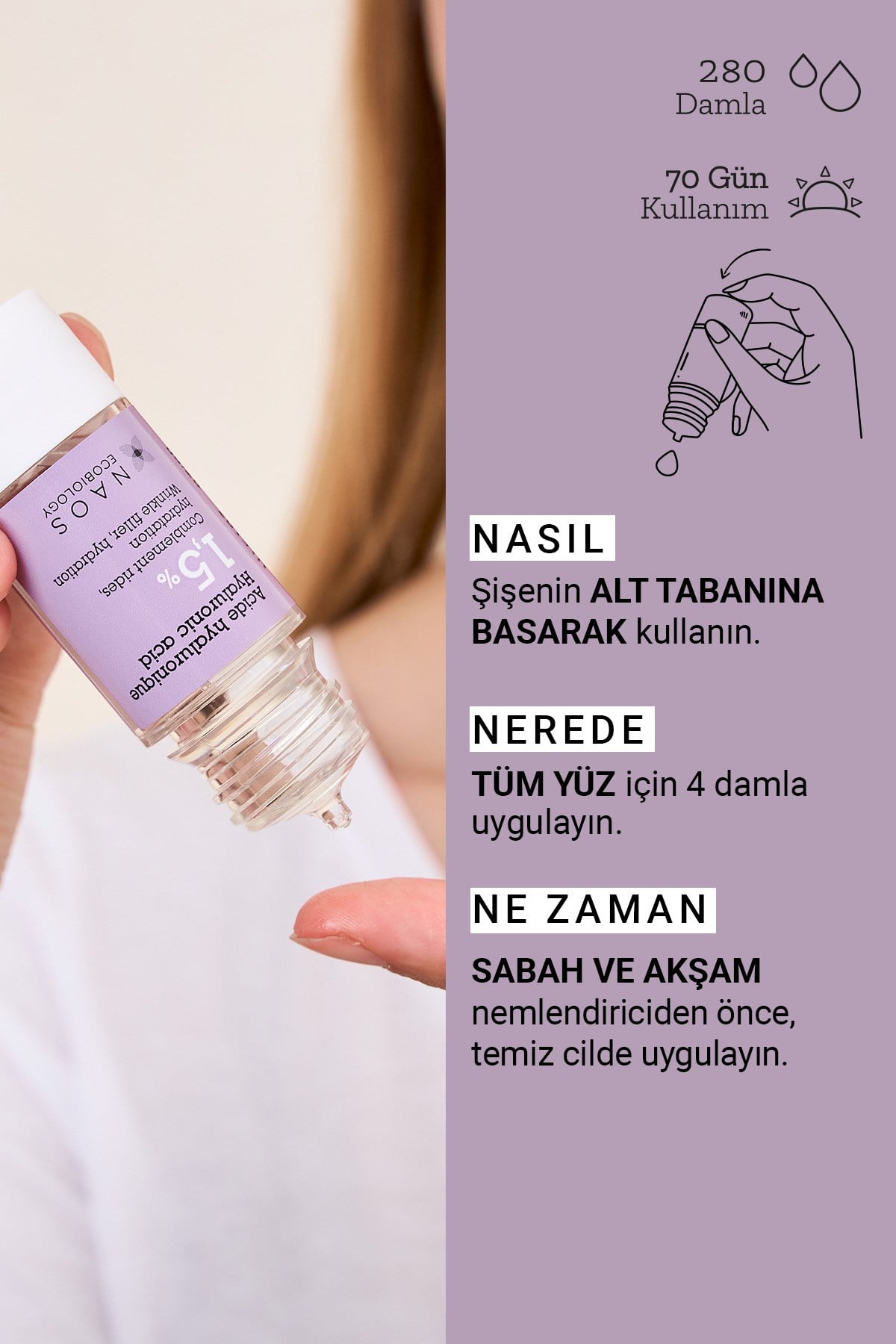 Pure Active Hyaluronik Asit İnce Kırışıklık Karşıtı & Dolgunlaştırıcı Konsantre Bakım Serumu 15 ML