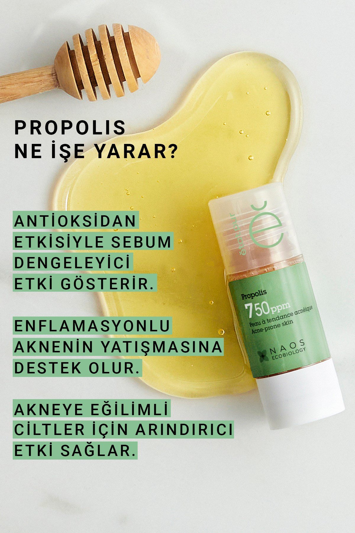 Pure Active Propolis Akne Karşıtı Antienflamatuar & Yatıştırıcı Etkili Konsantre Bakım Serumu 15ML