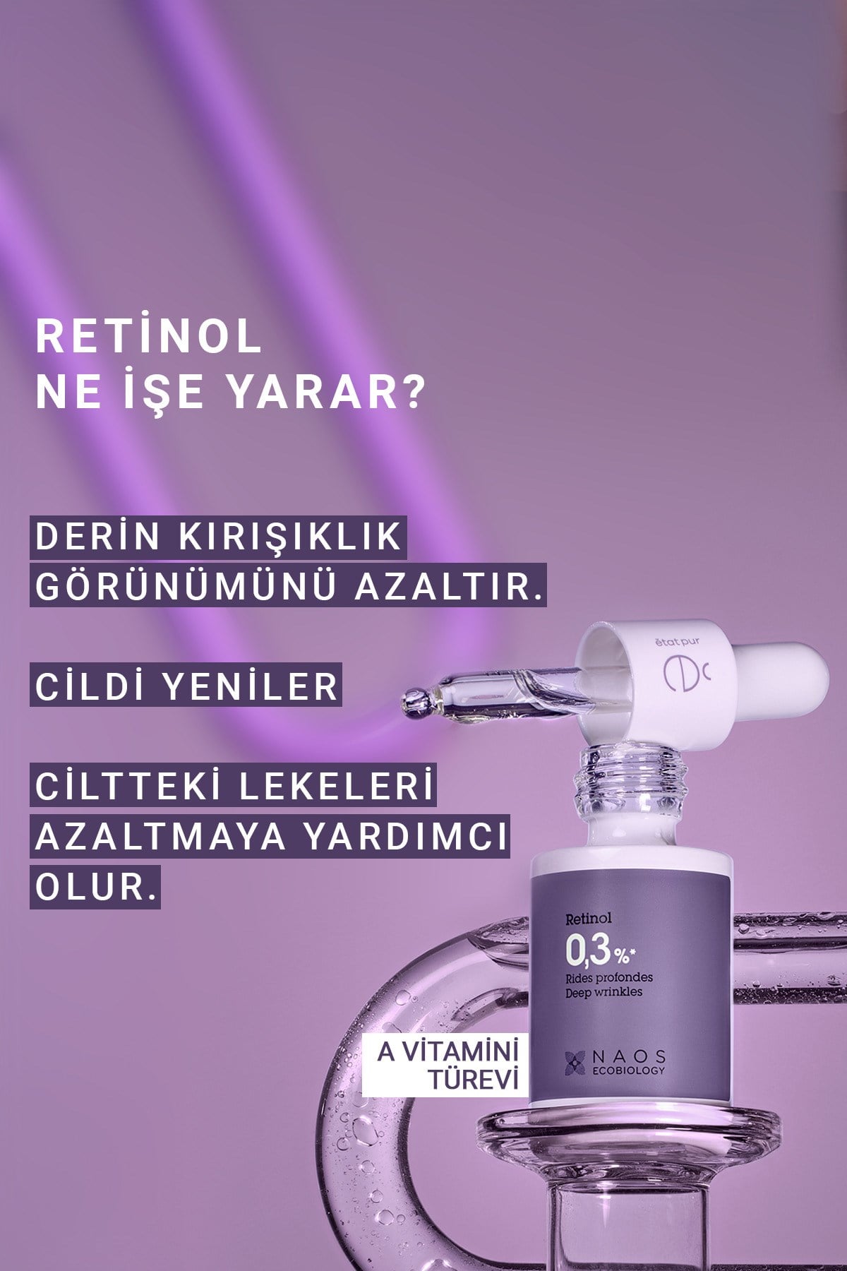Pure Active Retinol %0,3 Derin Kırışıklık, Sarkma ve Yaşlanma Karşıtı Konsantre Bakım Serumu 15 ML