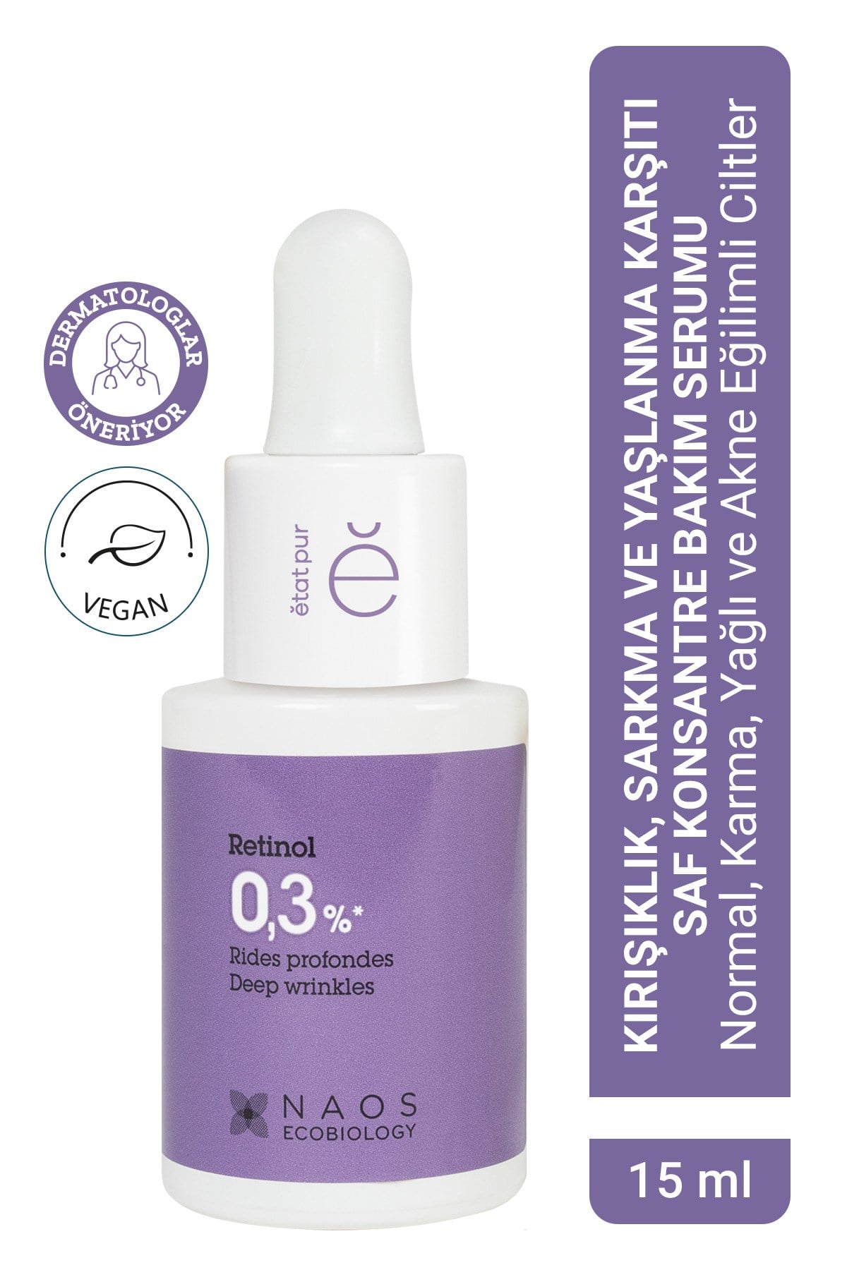 Pure Active Retinol %0,3 Derin Kırışıklık, Sarkma ve Yaşlanma Karşıtı Konsantre Bakım Serumu 15 ML