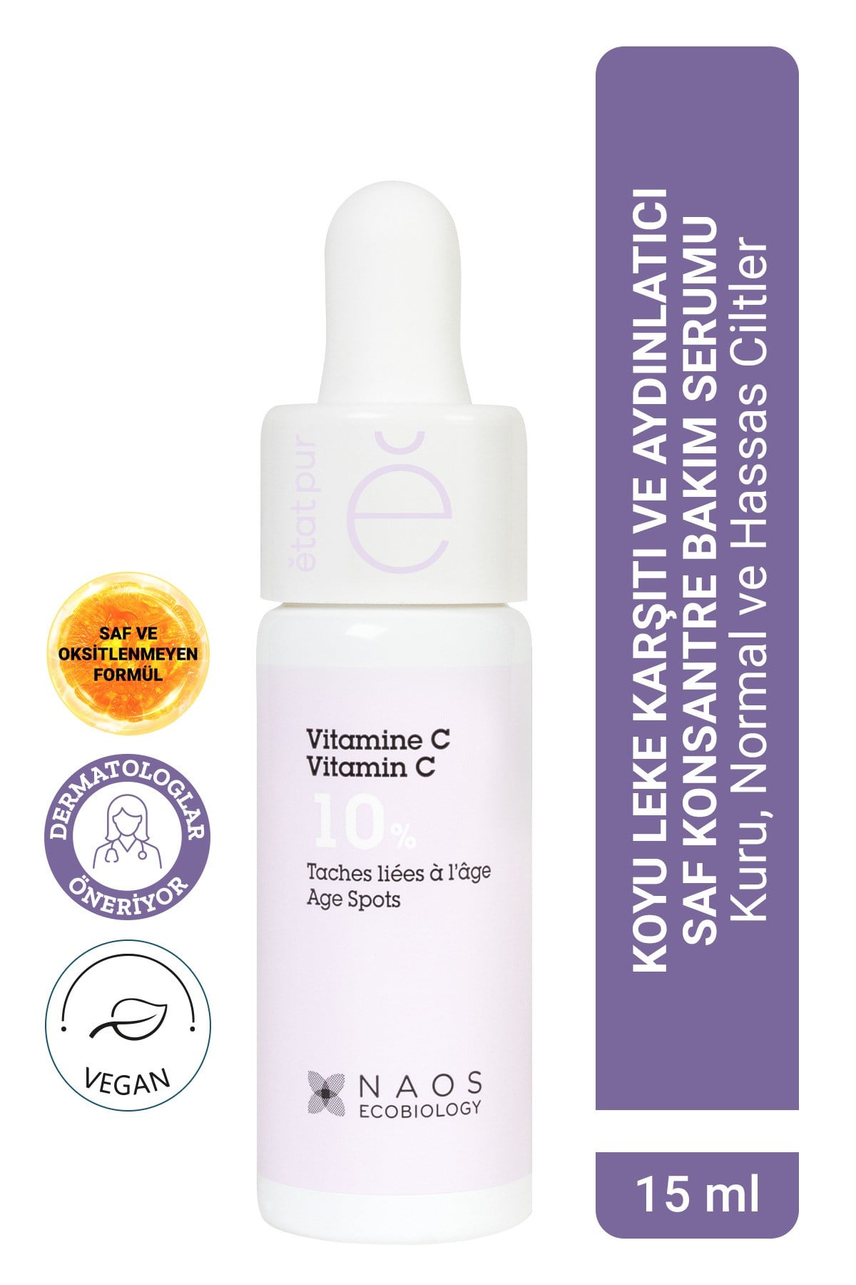 Pure Active Saf Vitamin C %10 Koyu Leke ve Yaşlanma Karşıtı Aydınlatıcı Konsantre Bakım Serumu 15ML