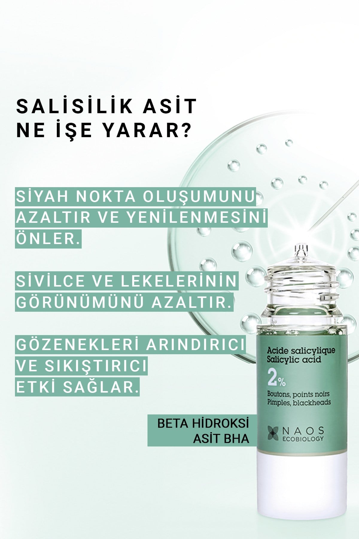 Pure Active Salisilik Asit Karma Yağlı Cilt Sivilce Siyah Nokta Karşıtı Konsantre Bakım Serumu 15ML