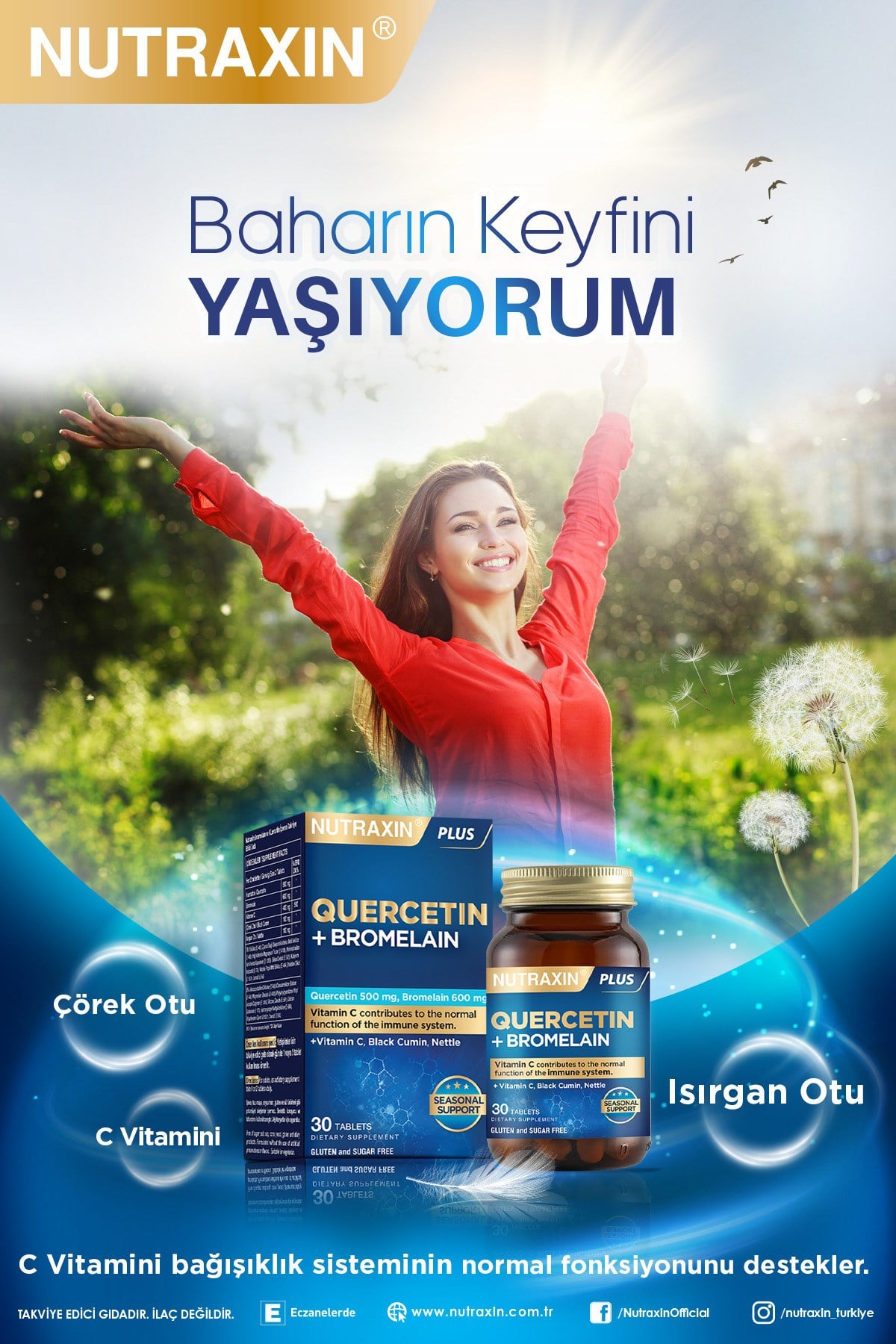 Quercetin Bromelain 30 Tablet - Kuersetin, Bromelain, Çörek Otu, C Vitamini, Isırgan Otu