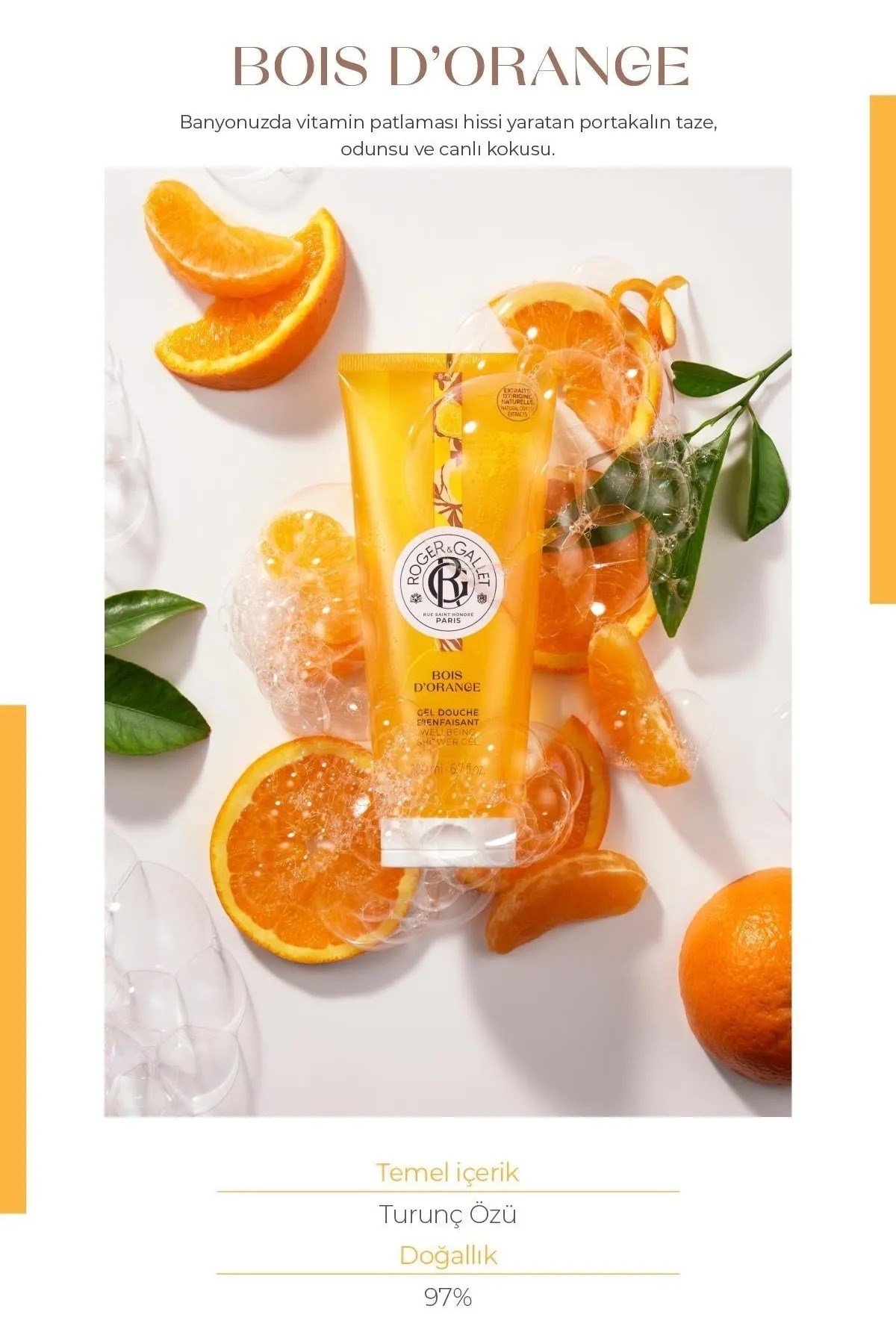 Roger & Gallet Bois D'Orange Duş Jeli 200 ml - Doğal Turunç Özlü & Ferahlatıcı Yoğun Köpük