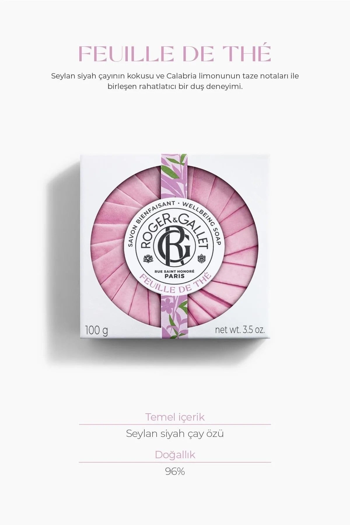 Roger & Gallet Feuille De Thé Katı Sabun 100 g - Bitkisel Seylan Çayı Sabunu & Kalıcı Doğal Koku