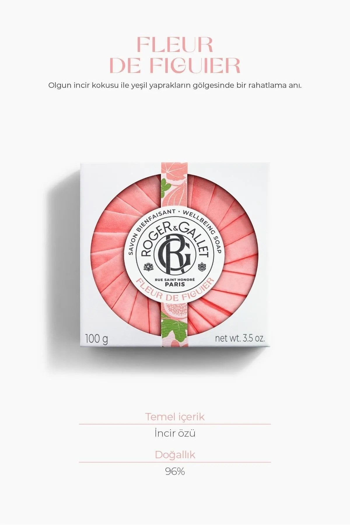 Roger & Gallet Fleur De Figuier Katı Sabun 100 g - Doğal İncir Özlü & Kalıcı Ferah Koku
