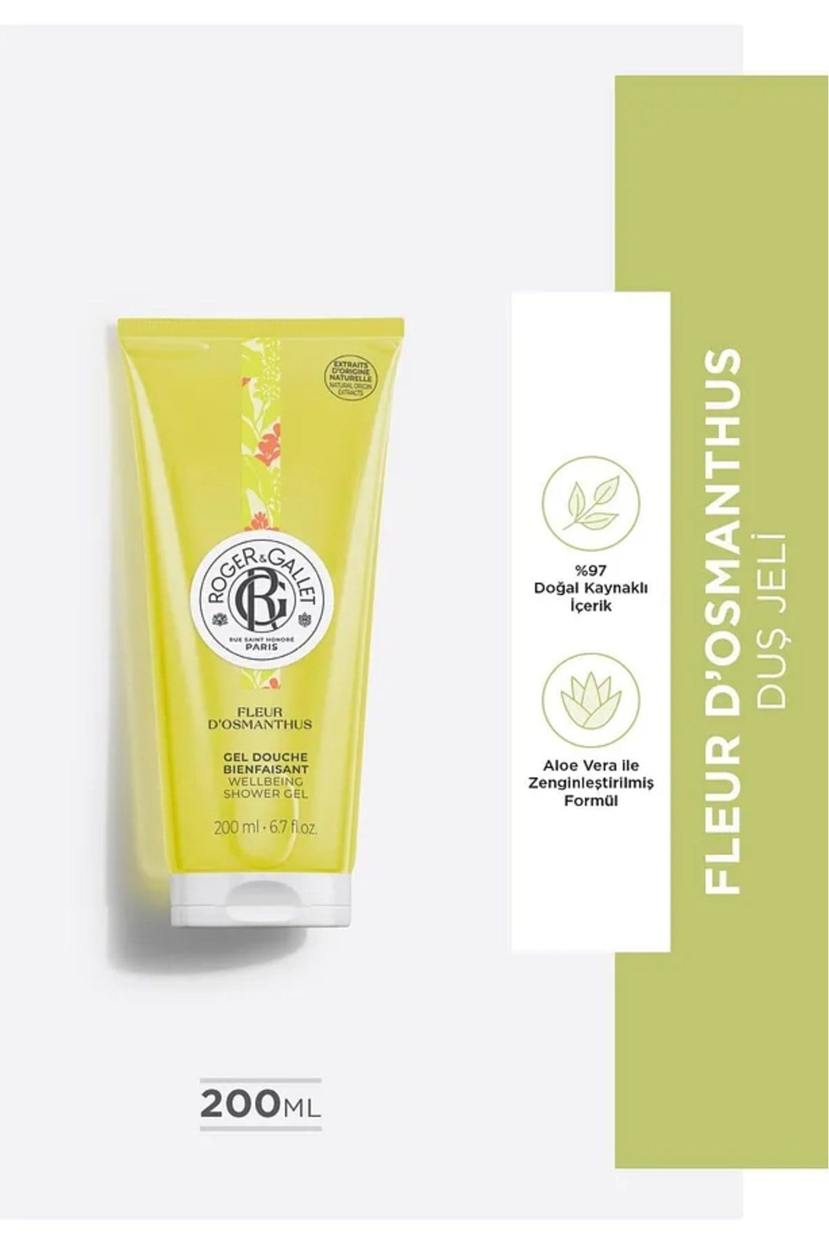 Roger & Gallet Fleur D'Osmanthus Duş Jeli 200 ml - Doğal Osmanthus Özlü & Nemlendirici Yoğun Köpük