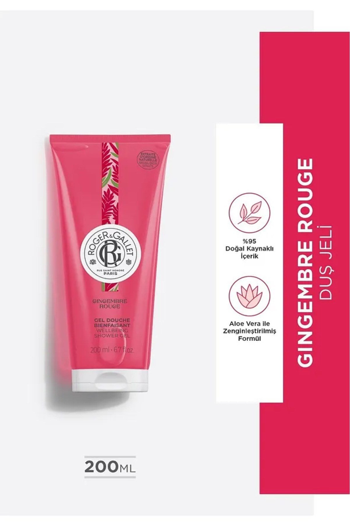 Roger & Gallet Gingembre Rouge Duş Jeli 200 ml - Doğal Zencefil & Yoğun Kalıcı Koku