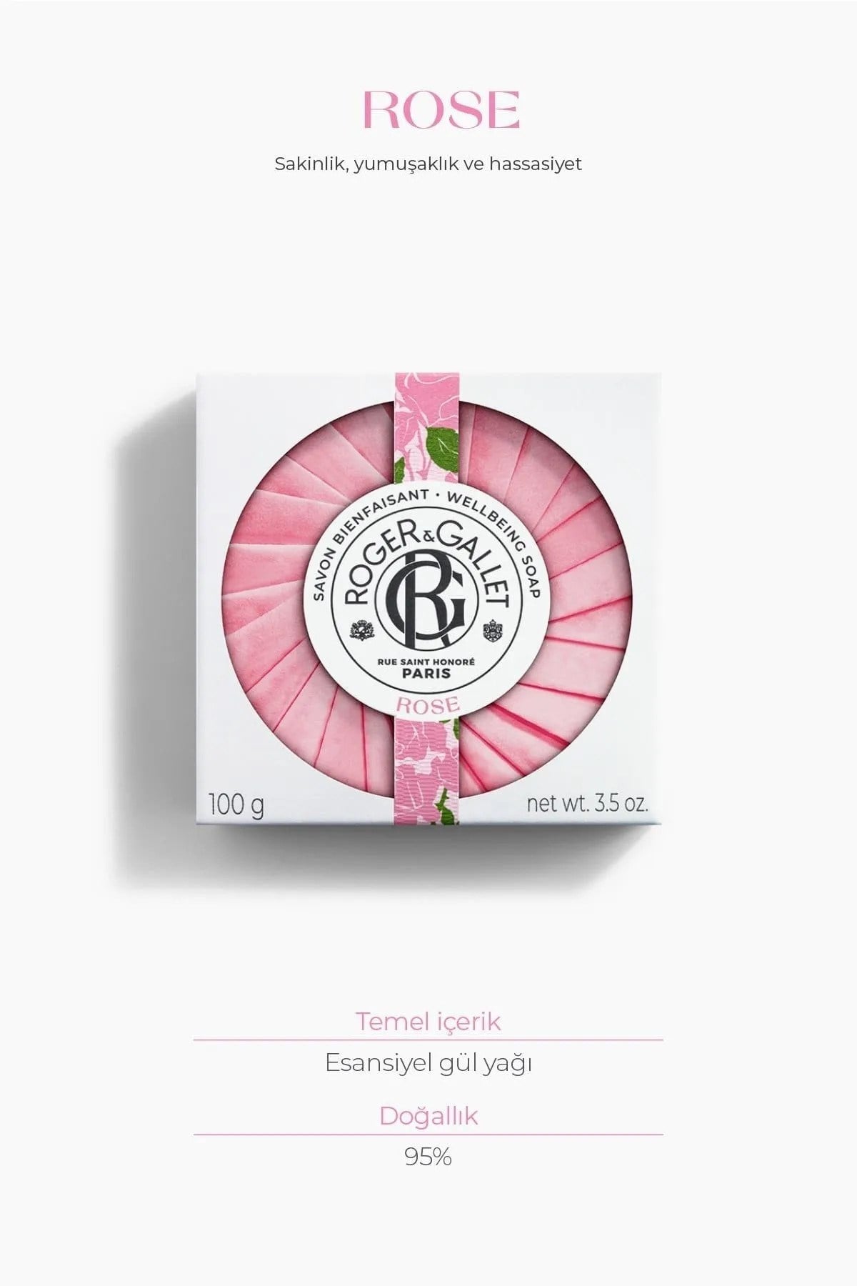 Roger & Gallet Rose Katı Sabun 100 g - Bitkisel Gül Özü & Kalıcı Doğal Koku