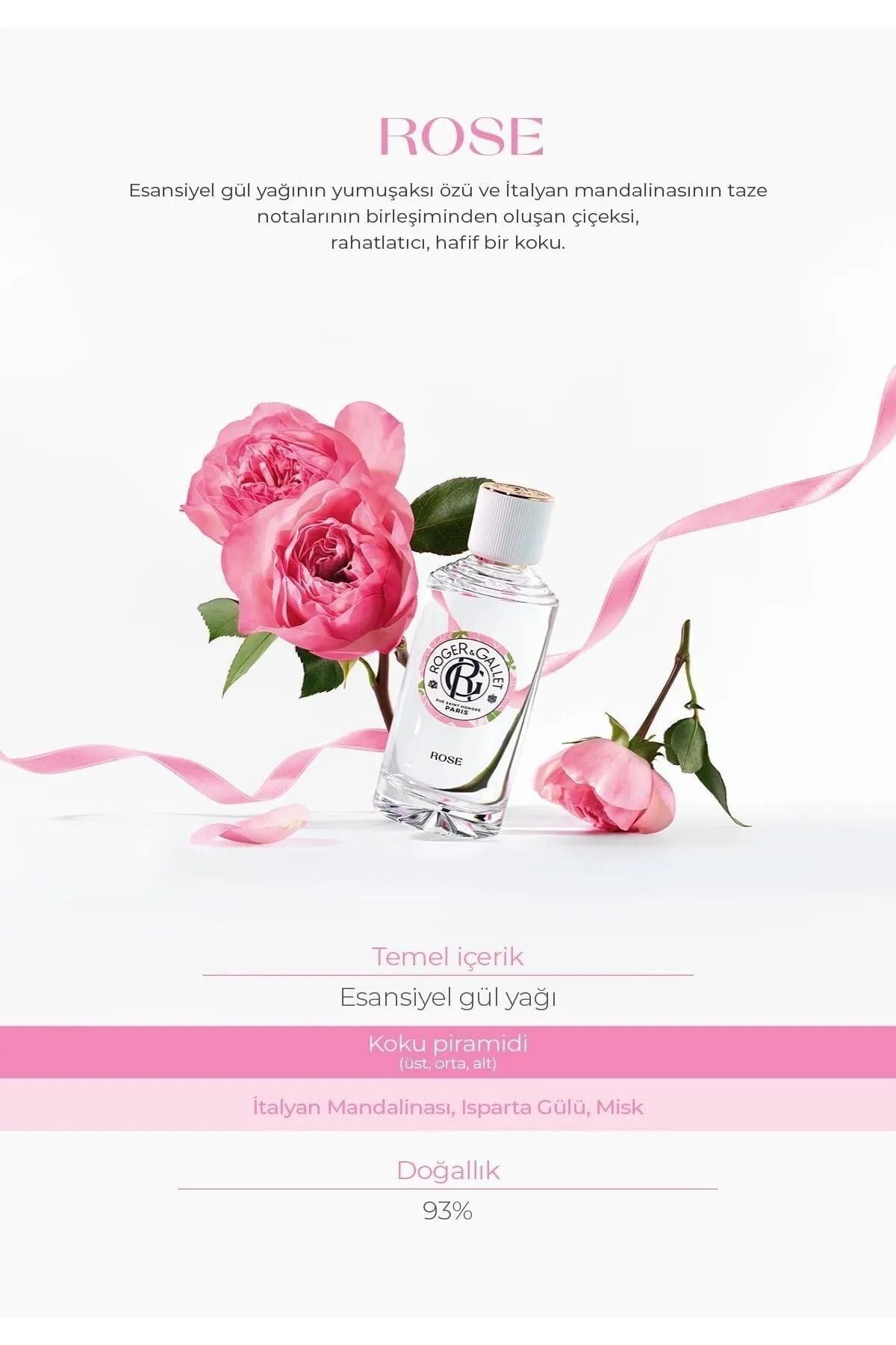 Rose Doğal Gül Yağı ve İtalyan Mandalina Özlü Çiçeksi Parfüm EDT 100 ml