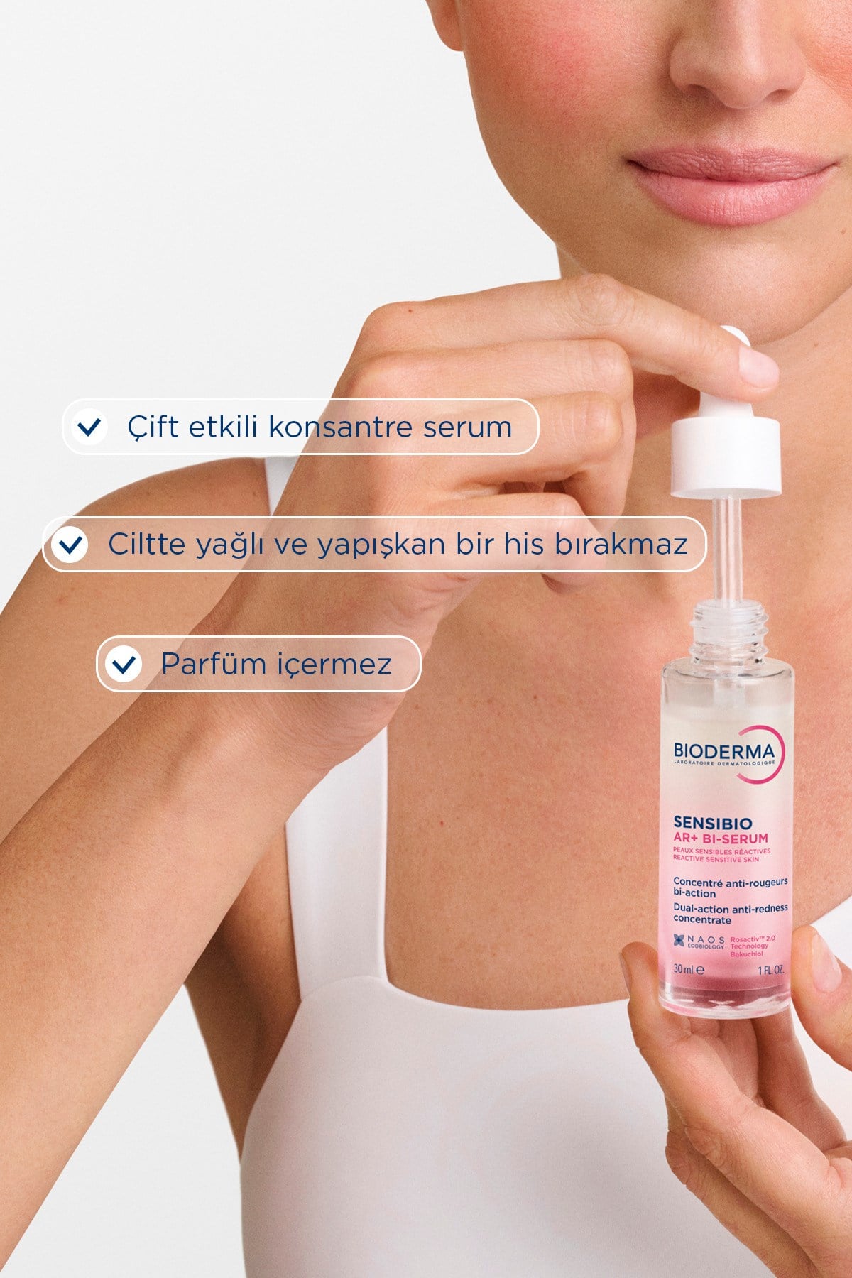 Sensibio AR+ Hassas Ciltler Kızarıklık ve Yaşlanma Karşıtı Bakuchiollu BI Serum 30 ML