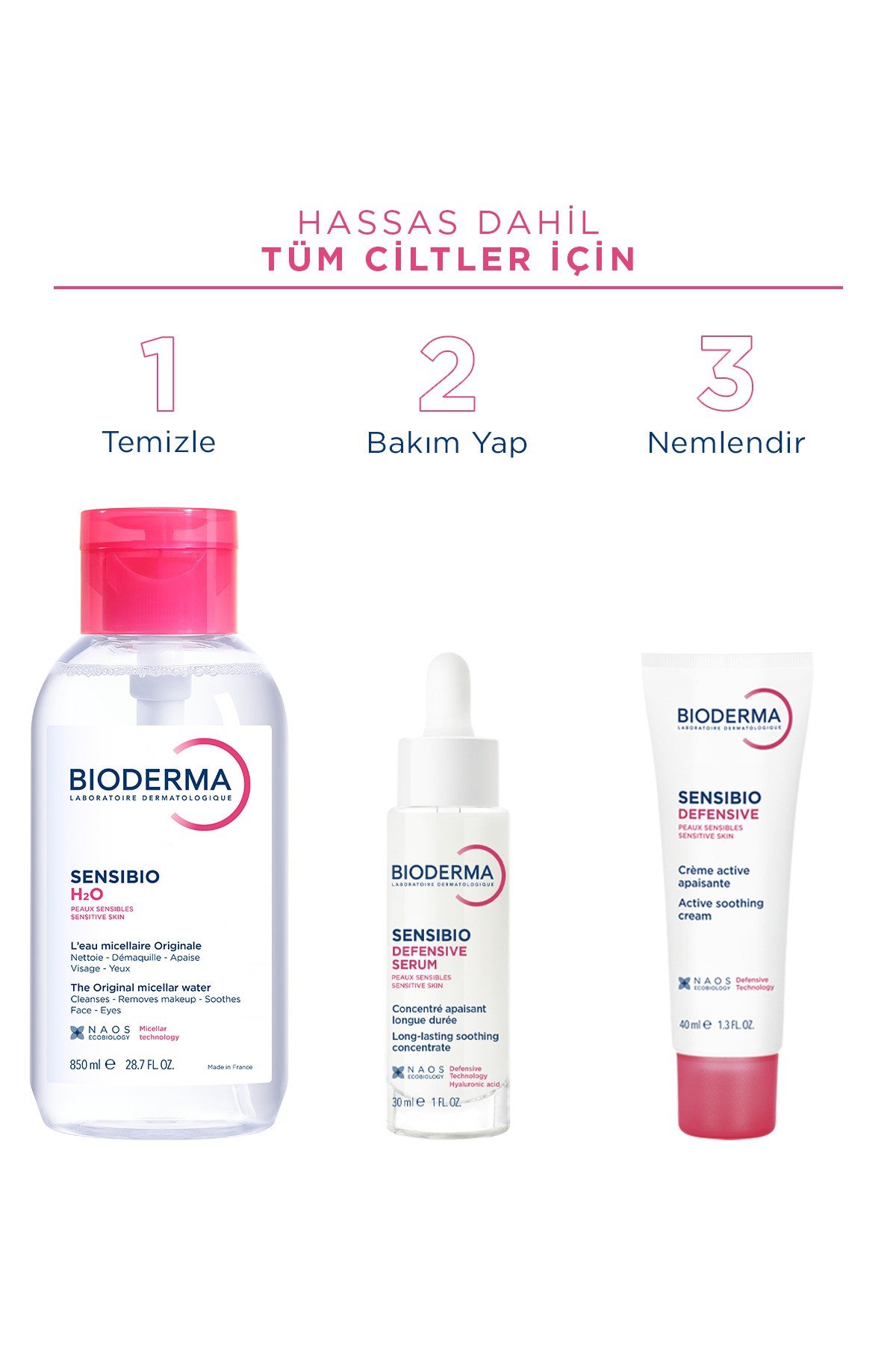 Sensibio H2O Hassas ve Normal Ciltler için Micellar Arındırıcı Makyaj Temizleme Suyu 850 ML