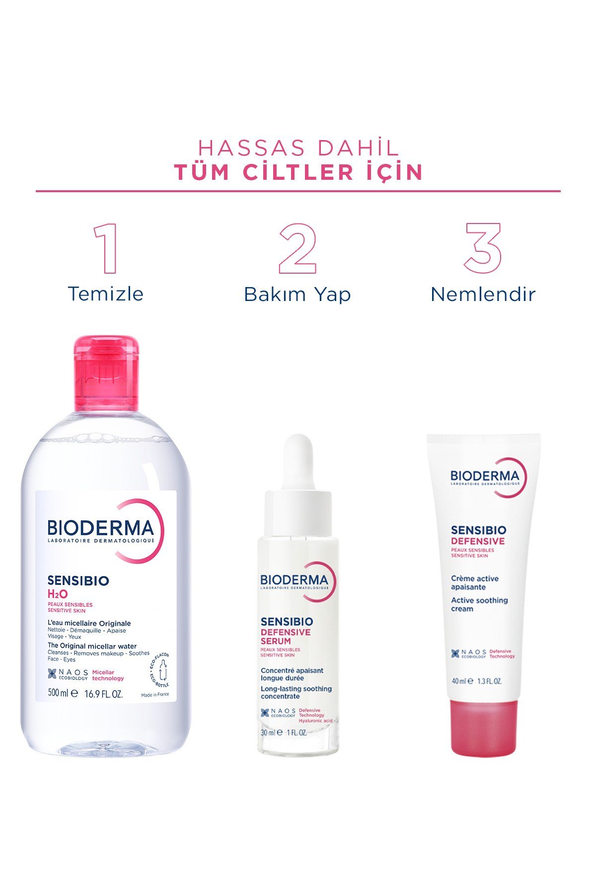 Sensibio H2O Hassas ve Normal Ciltler için Micellar Arındırıcı Makyaj Temizleme Suyu 500 ML