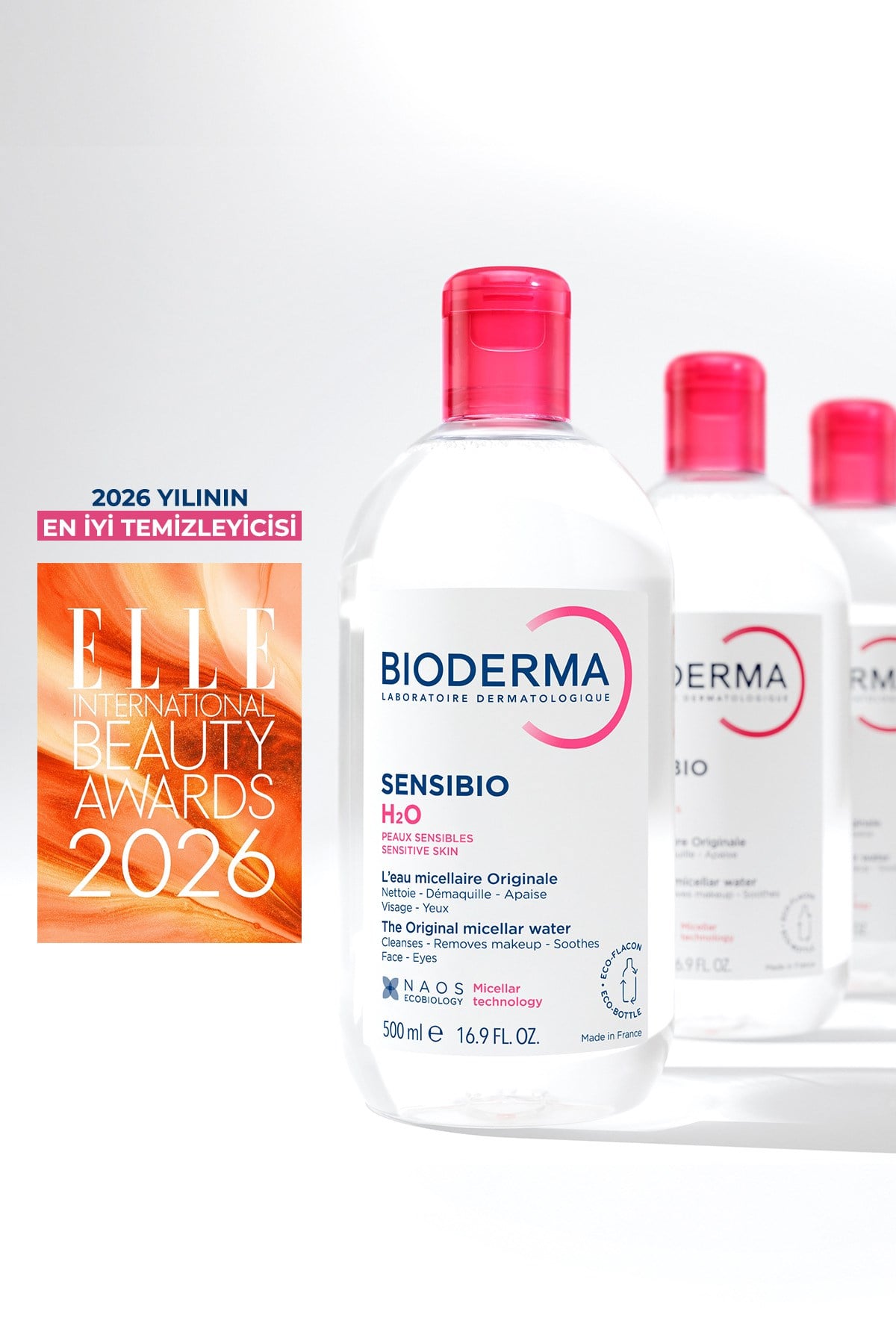 Sensibio H2O Hassas ve Normal Ciltler için Micellar Arındırıcı Makyaj Temizleme Suyu 500 ML