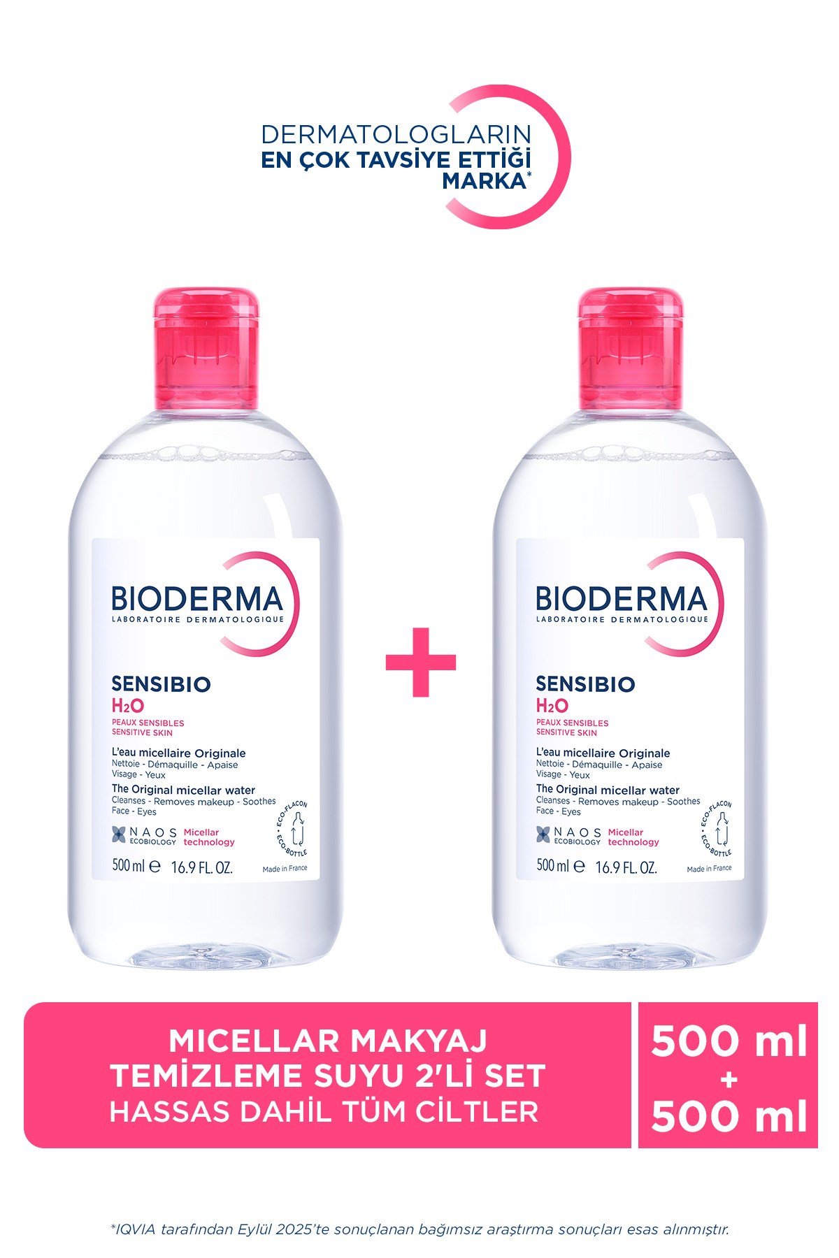 Sensibio H2O Micellar Makyaj Temizleme Suyu 2'li Set Hassas ve Tüm Ciltler Yüz ve Göz Çevresi 500ml