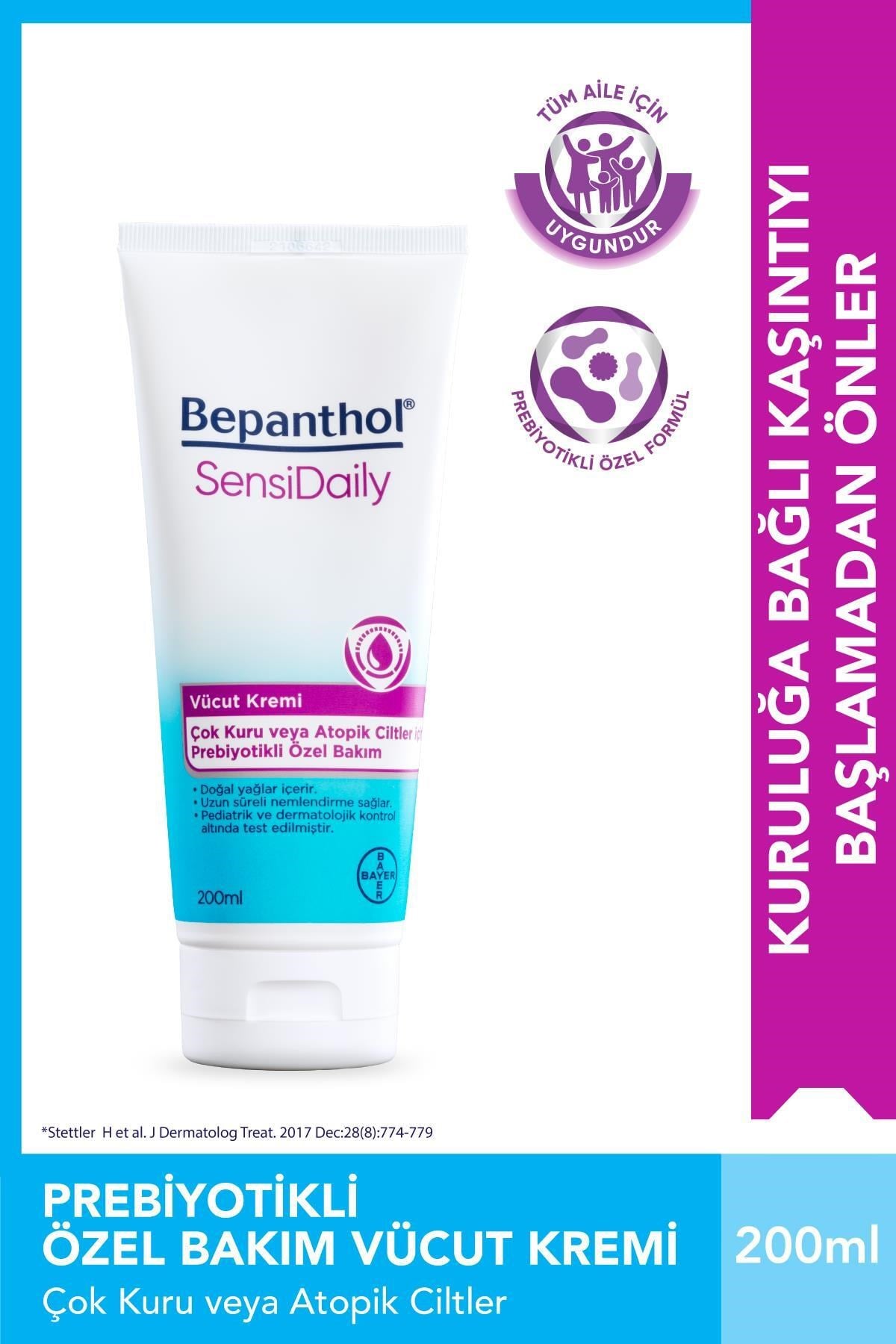 Sensidaily 200 ml Günlük Vücut Bakım Kremi - Çok Kuru ve Atopik Ciltler, Günlük Yoğun Nemlendirici