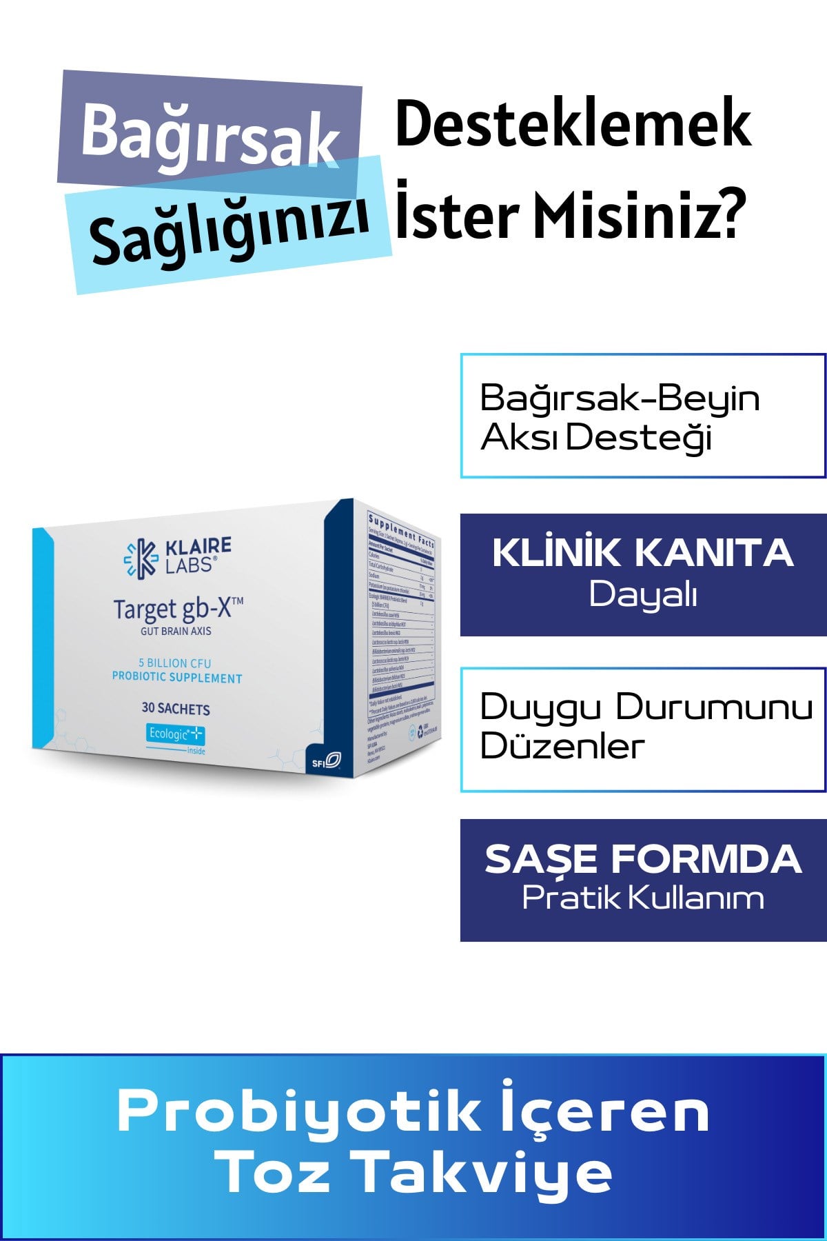 Target gb-X™ 30 Saşe – Probiyotik İçeren Toz Gıda Takviyesi