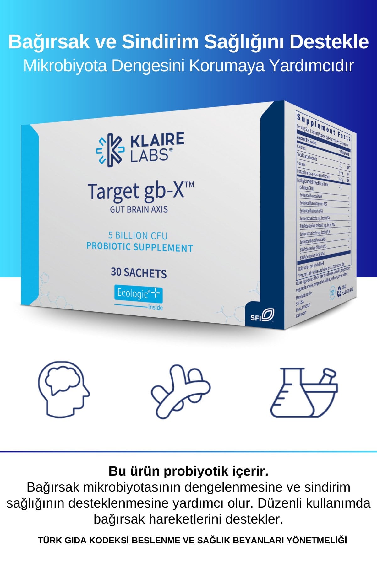 Target gb-X™ 30 Saşe – Probiyotik İçeren Toz Gıda Takviyesi