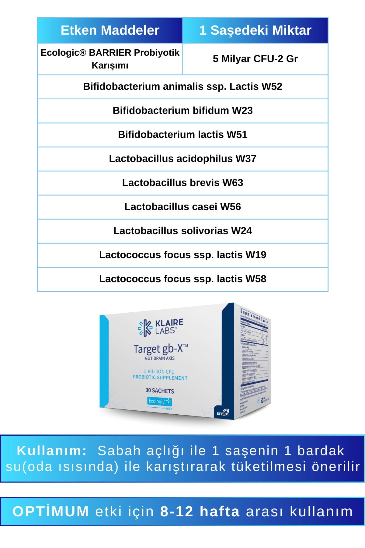 Target gb-X™ 30 Saşe – Probiyotik İçeren Toz Gıda Takviyesi