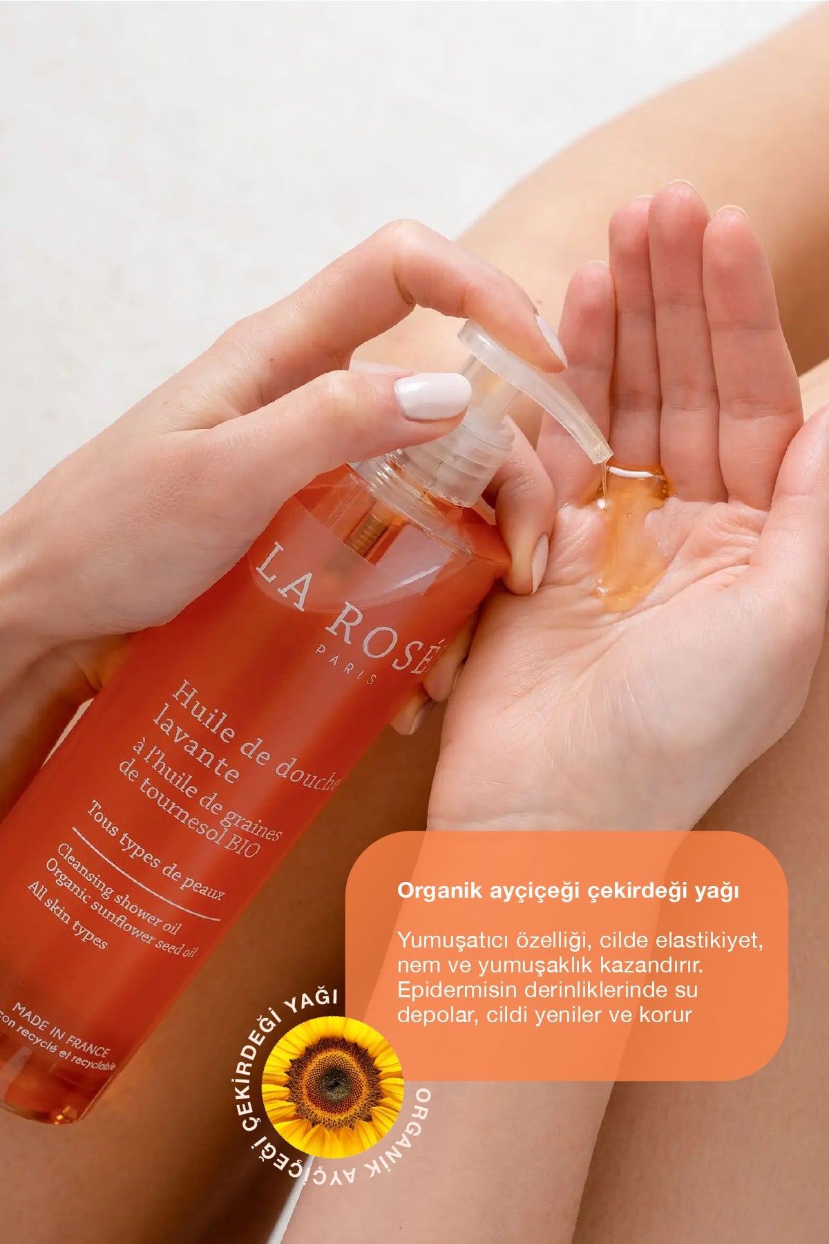 TEMİZLEYİCİ DUŞ YAĞI - Organik Ayçiçek Çekirdeği Yağı İçeren - 400 mL