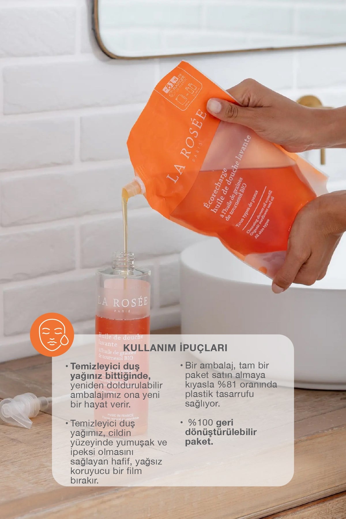 TEMİZLEYİCİ DUŞ YAĞI - Organik Ayçiçek Çekirdeği Yağı İçeren - 800 mL