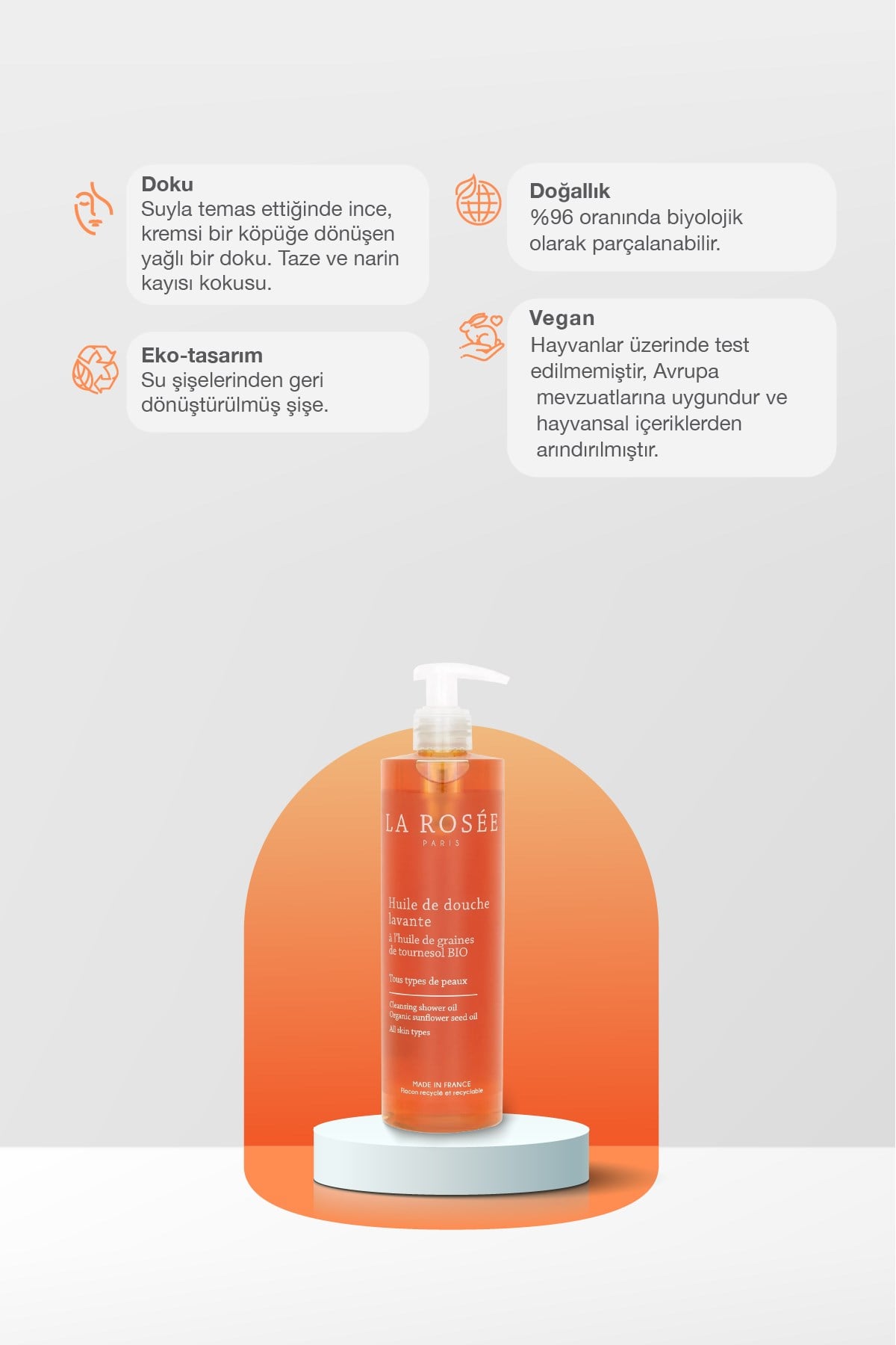TEMİZLEYİCİ DUŞ YAĞI - Organik Ayçiçek Çekirdeği Yağı İçeren - 400 mL