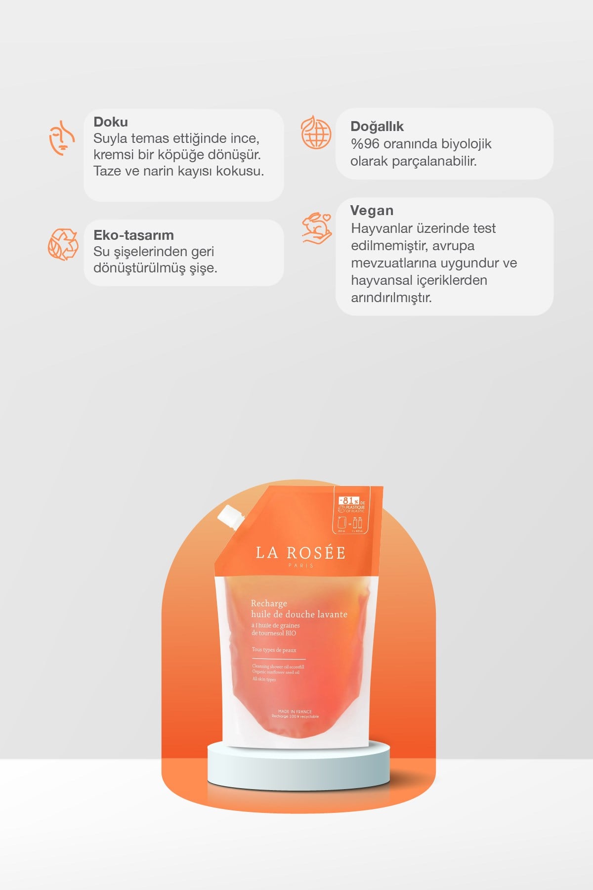 TEMİZLEYİCİ DUŞ YAĞI - Organik Ayçiçek Çekirdeği Yağı İçeren - 800 mL