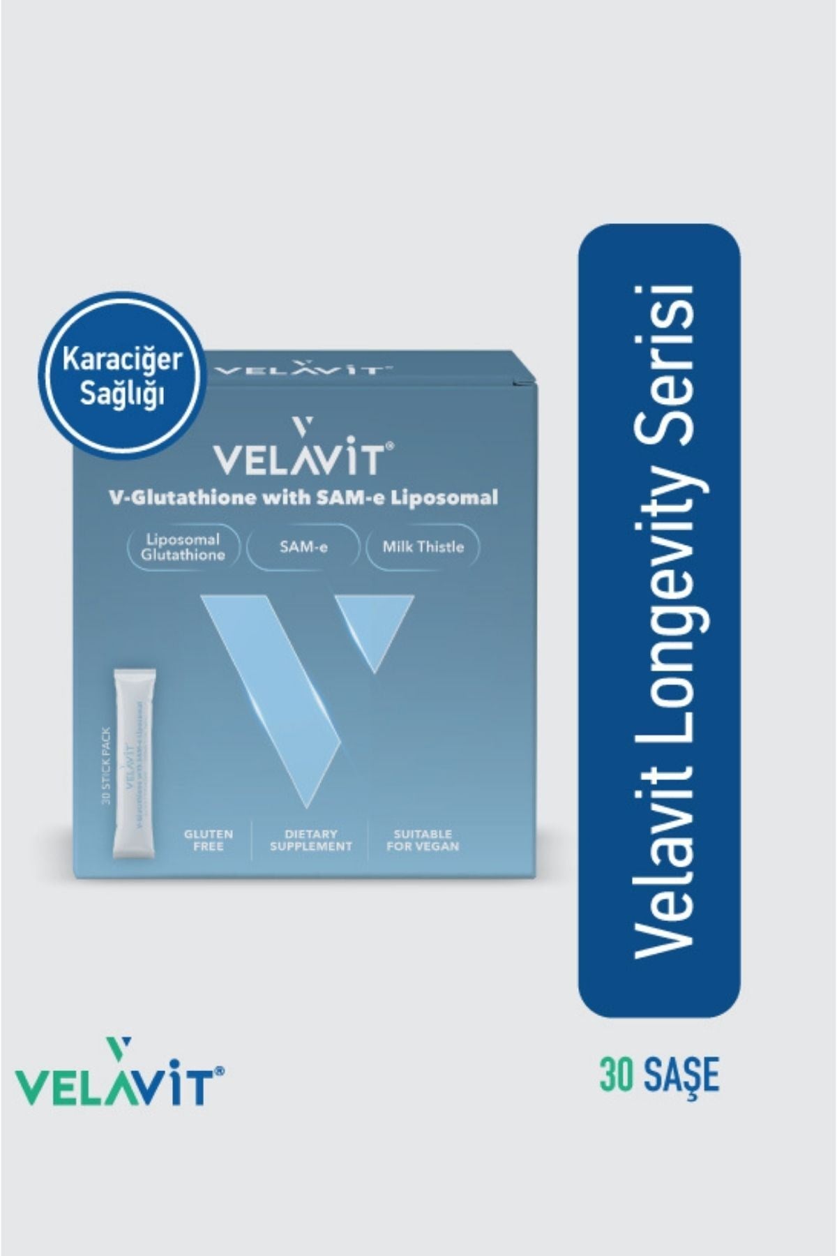 V-Glutathione with SAM-e Liposomal- Lipozomal formda Glutatyon, SAM-e ve Silimarin İçerir - 30 Saşe