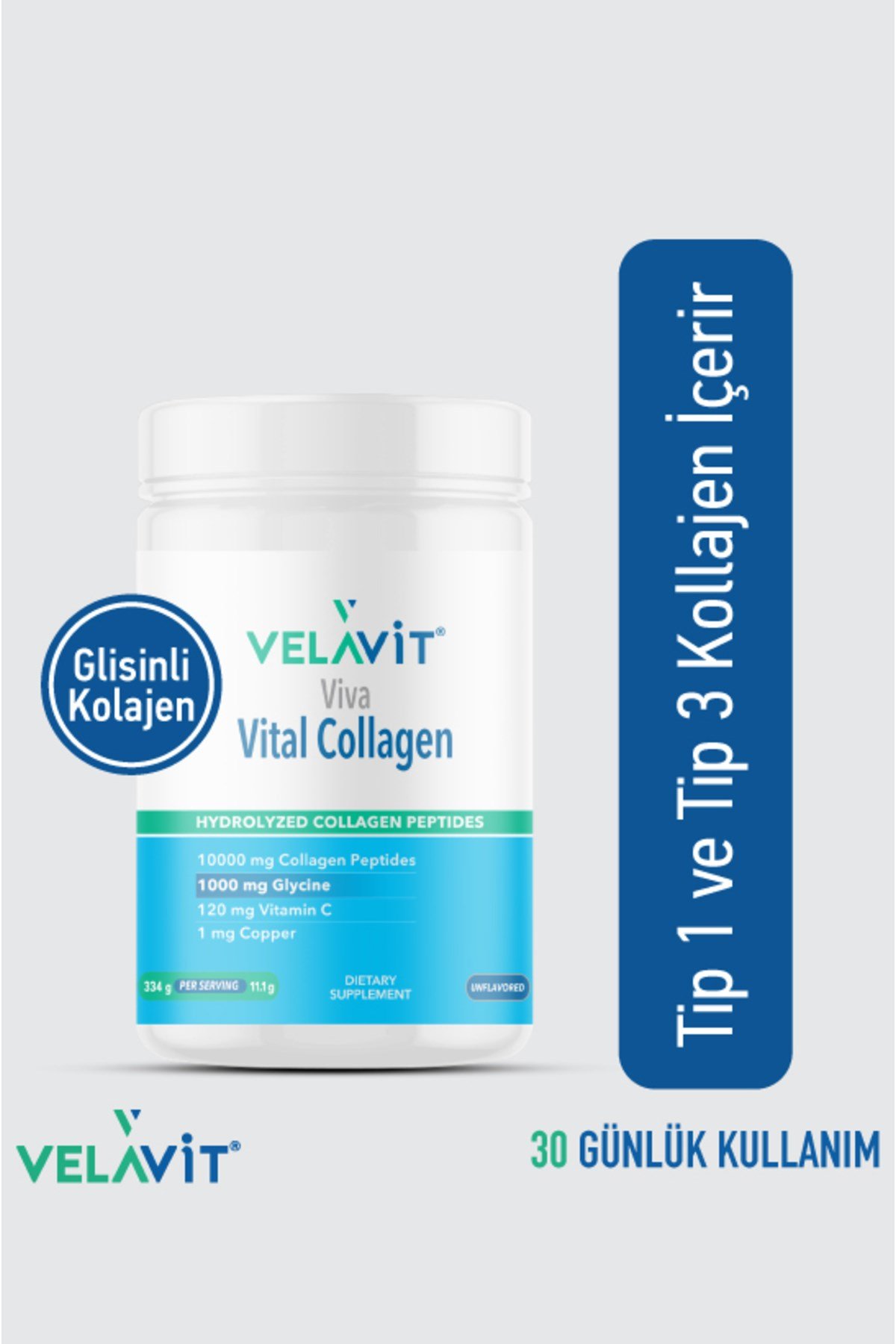 Viva Collagen Kavanoz 334 Gr. 10.000 Mg, Ekstra Glisinli Kollajen