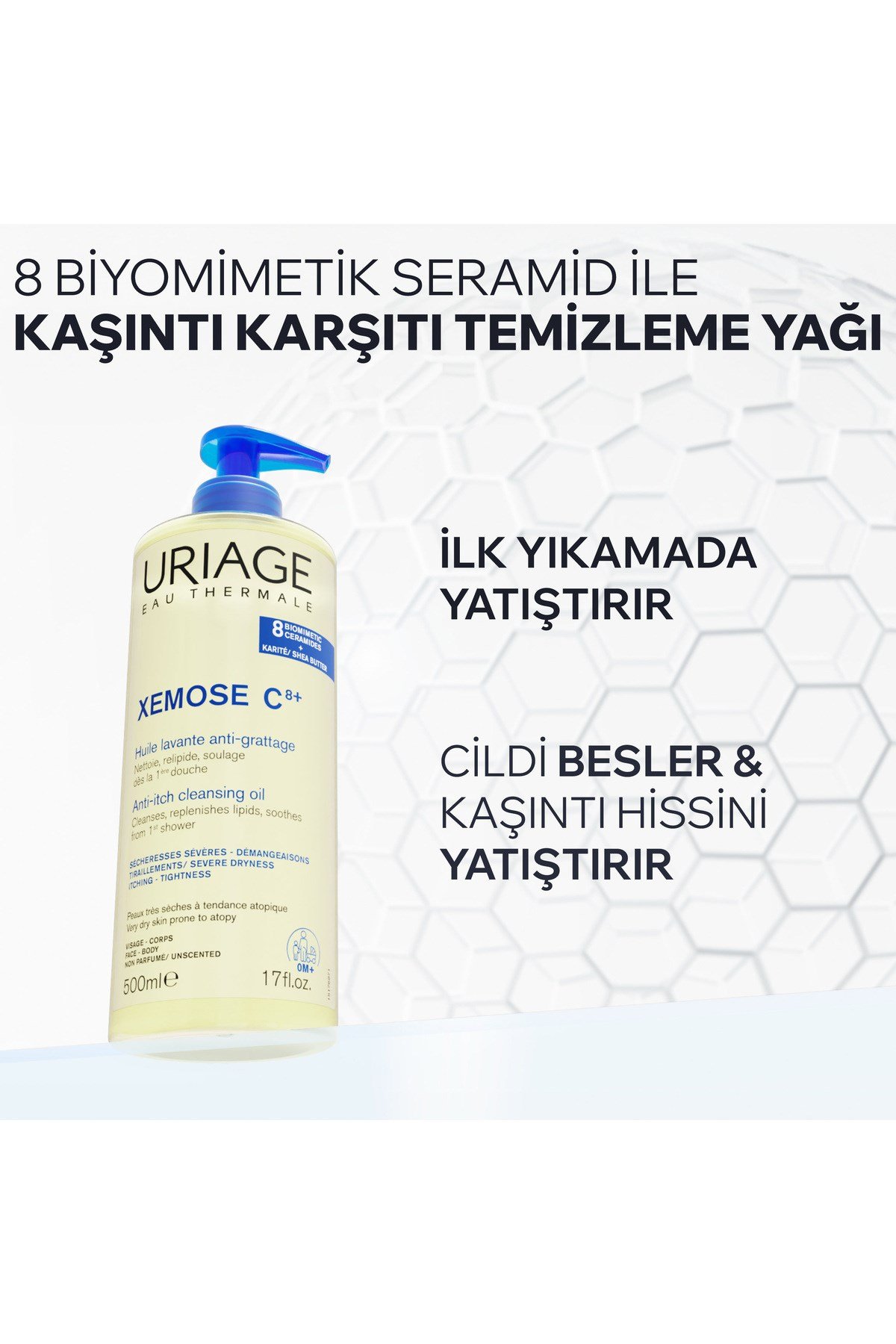 XEMOSE C8+ Atopiye Eğilimli ve Çok Kuru Ciltler İçin Temizleme Yağı 500 ml