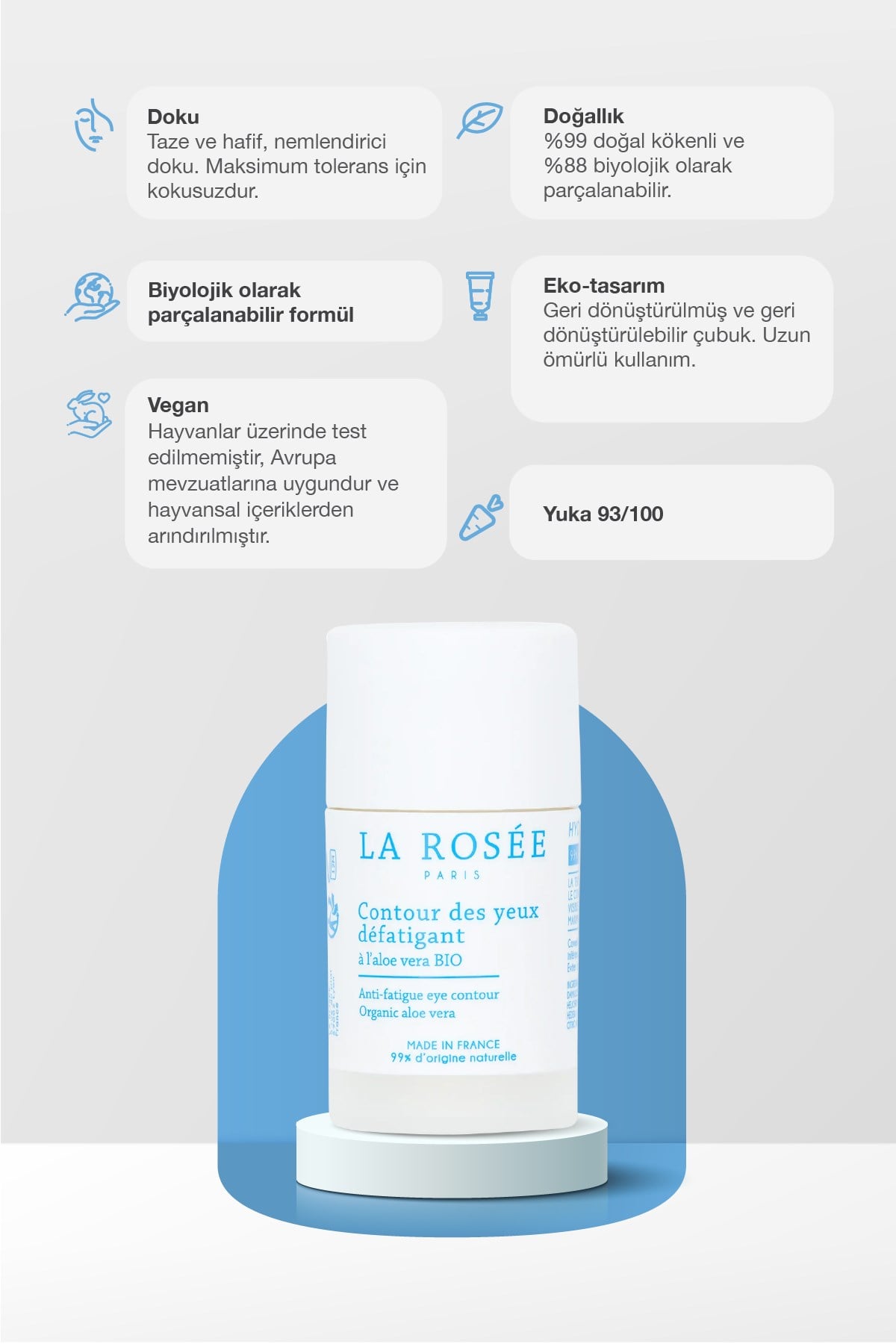 YORGUNLUK KARŞITI GÖZ ÇEVRESİ STİCK Organik Aloe Vera İçeren - 15 mL
