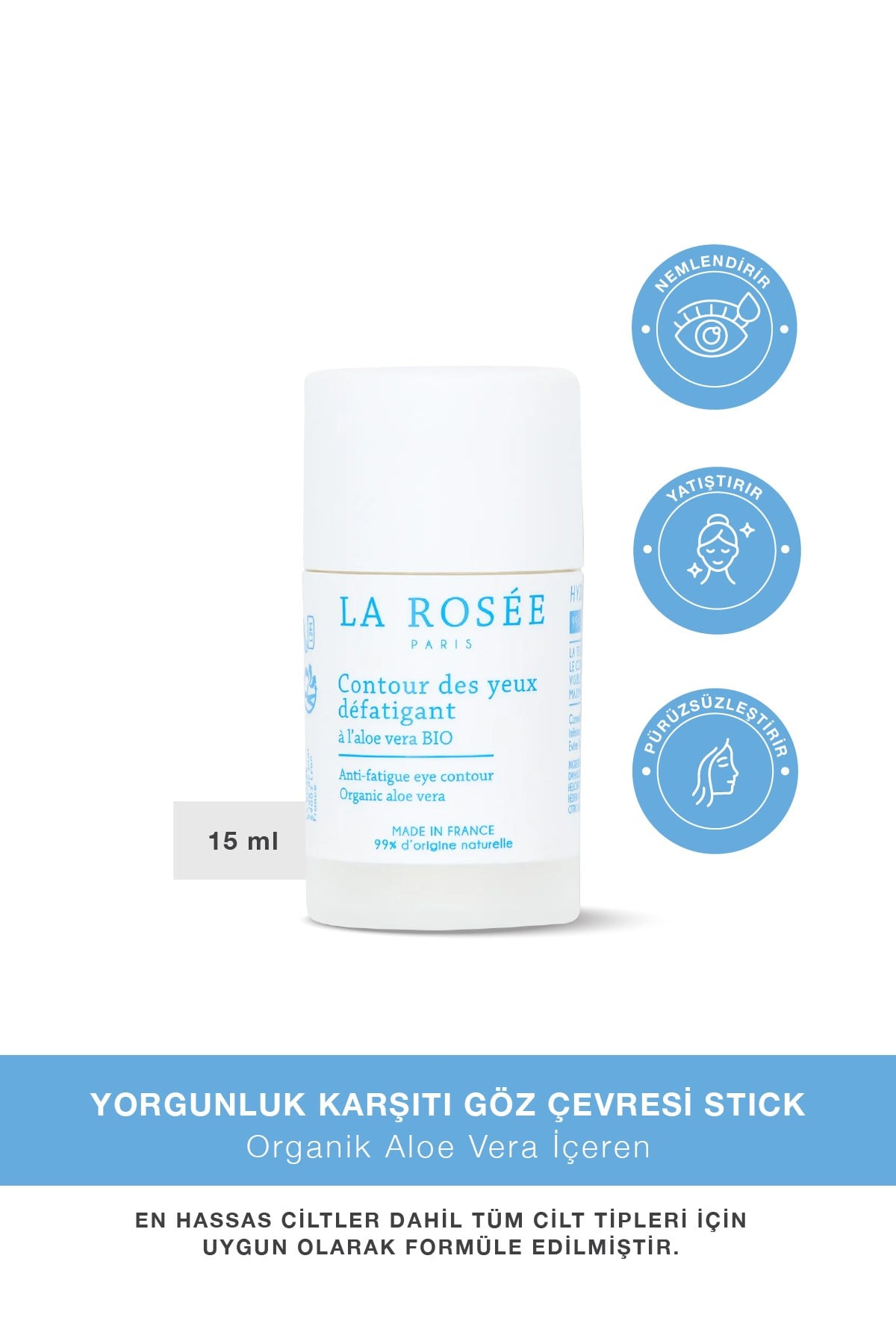YORGUNLUK KARŞITI GÖZ ÇEVRESİ STİCK Organik Aloe Vera İçeren - 15 mL