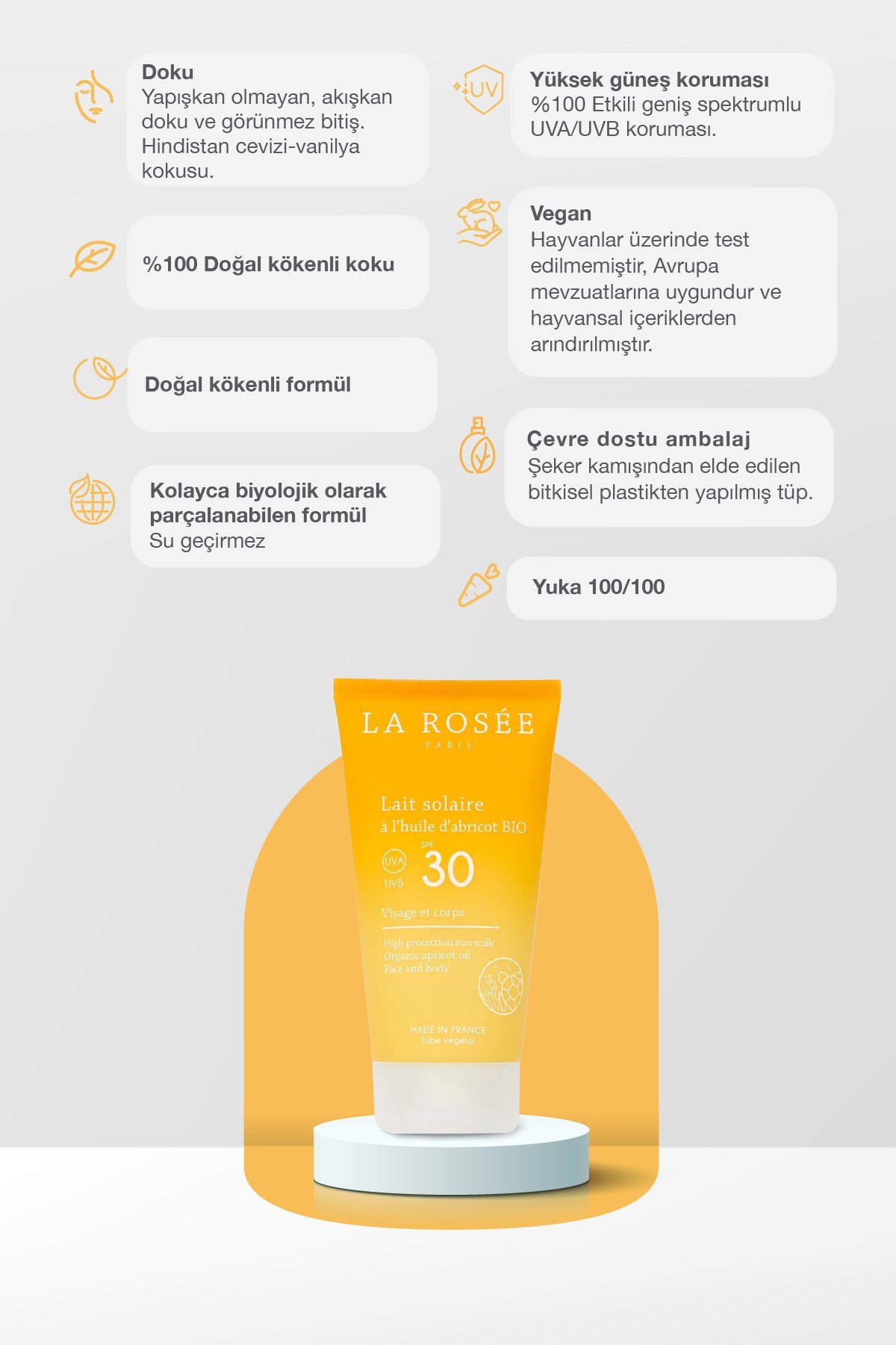 YÜKSEK KORUMALI GÜNEŞ KORUYUCU SÜT Organik Kayısı Yağı İçeren SPF 30 150 Ml