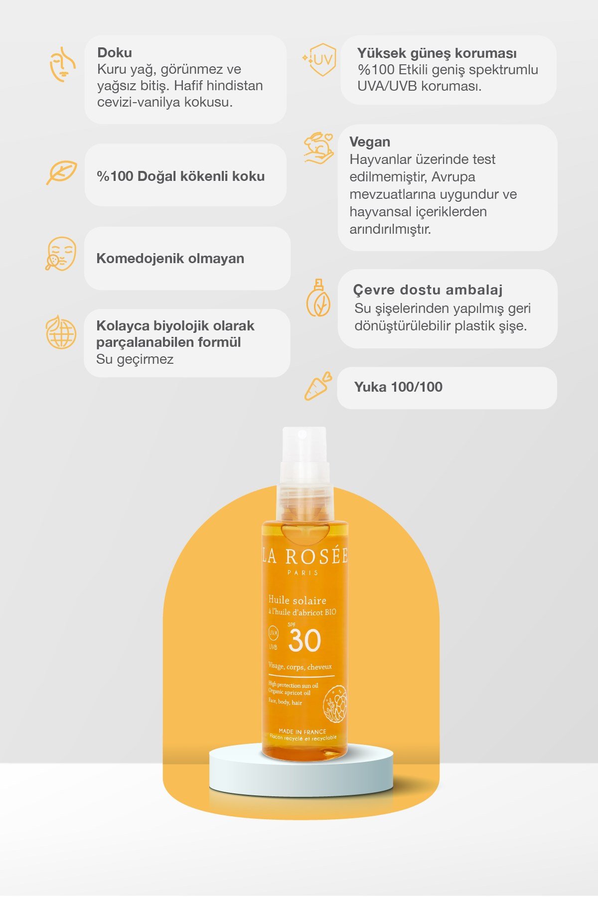 YÜKSEK KORUMALI GÜNEŞ KORUYUCU YAĞ Organik Kayısı Yağı İçeren SPF 30 150 Ml
