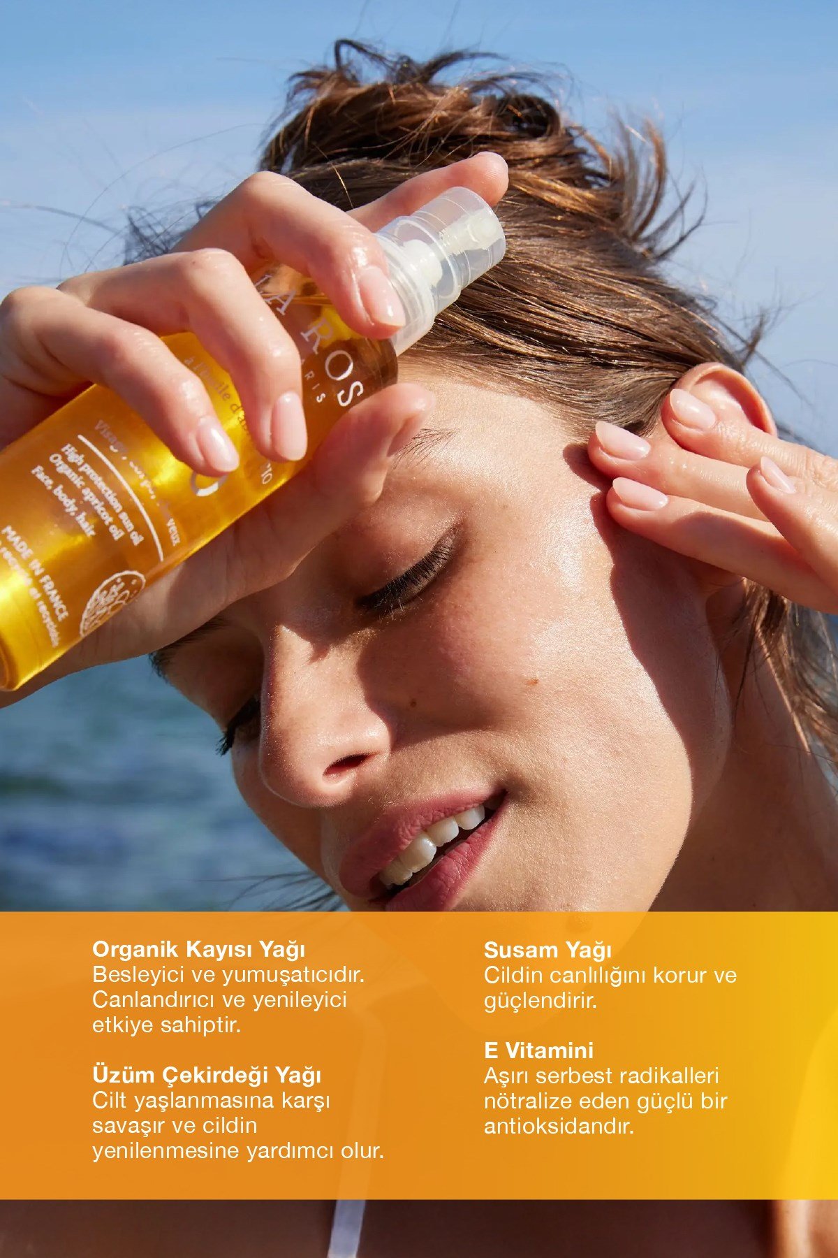 YÜKSEK KORUMALI GÜNEŞ KORUYUCU YAĞ Organik Kayısı Yağı İçeren SPF 50 + 150 Ml
