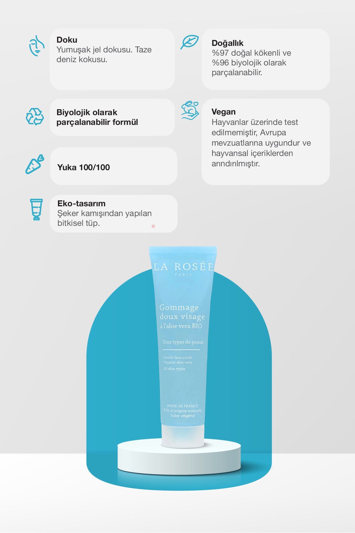YUMUŞAK DOKULU YÜZ PEELİNGİ Organik Aloe Vera İçeren - 60 mL