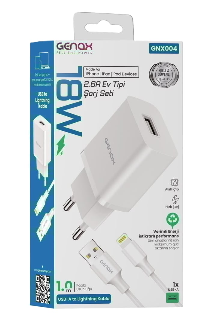 18W 2.6A USB-A to Lightning Hızlı Şarj Seti (1 Metre)