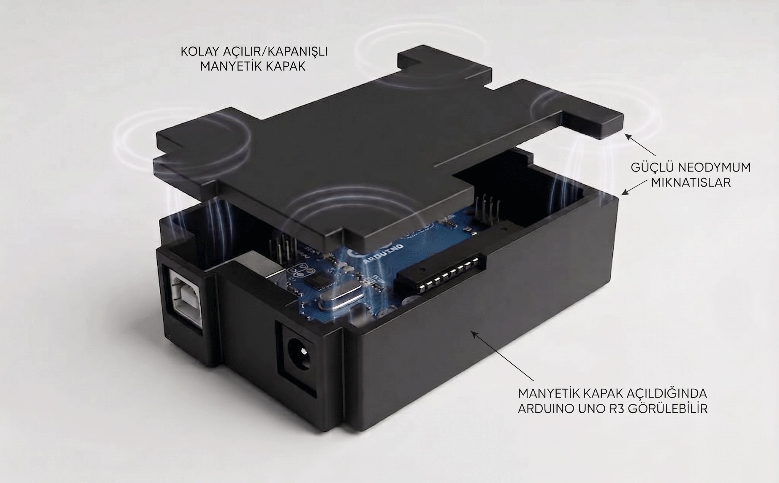 Arduino Uno R3 Proje Kutusu (Manyetik Kapaklı)