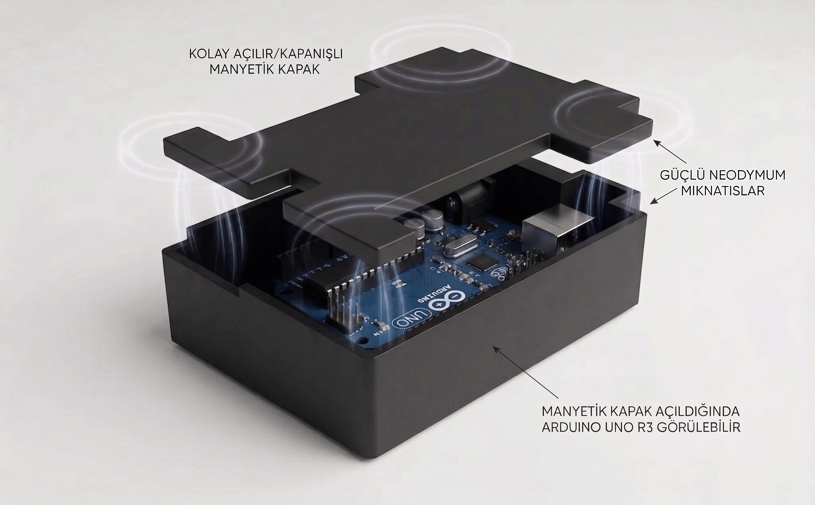 Arduino Uno R3 Proje Kutusu (Manyetik Kapaklı)