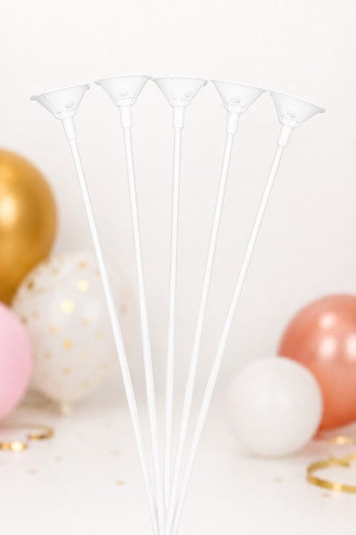  Balon Çubuğu + Balon Tutucu Set Beyaz Takım 100 lü