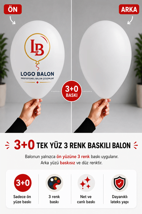 Baskılı Reklam Balonu 3+0 Tek Yüz 3 Renk Baskılı