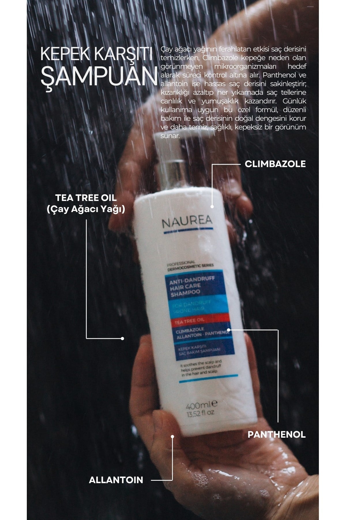 Yağlı Saçlara Uygun Kepek Karşıtı Şampuan | Climbazole & Tea Tree Dermokozmetik
