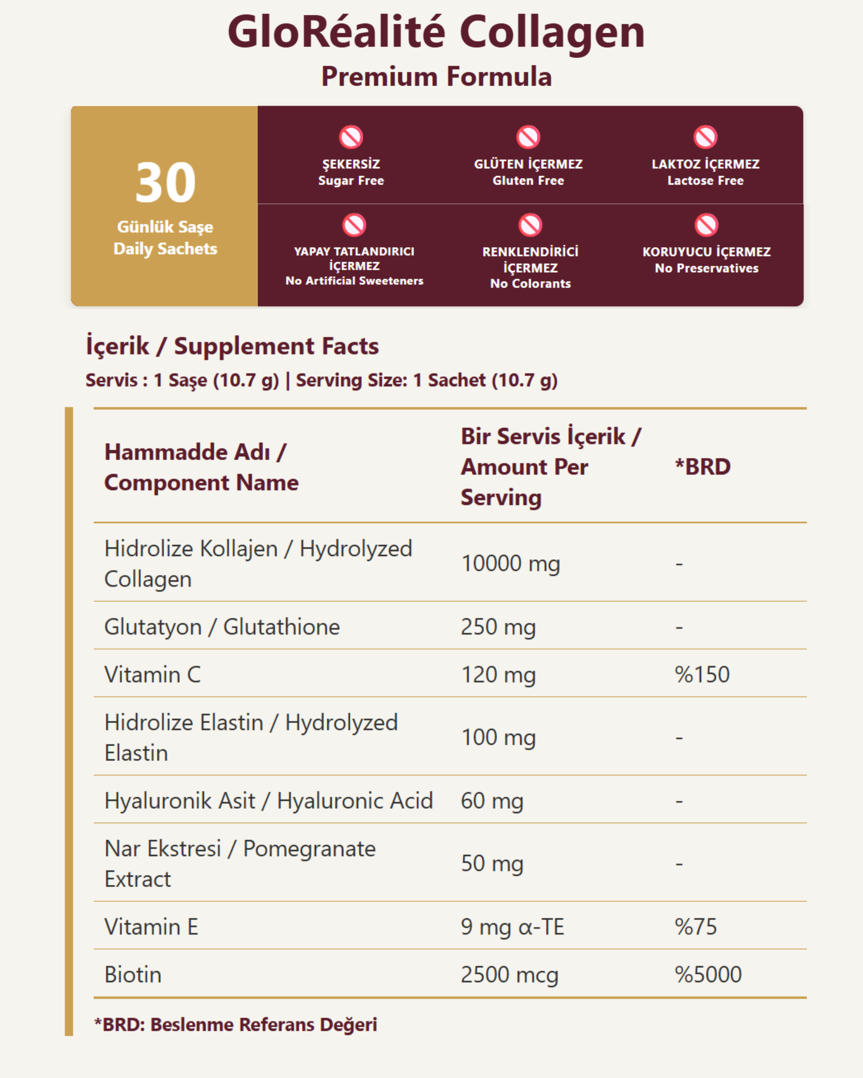 GloRéalité Premium Kolajen Kompleksi – 30 Saşe