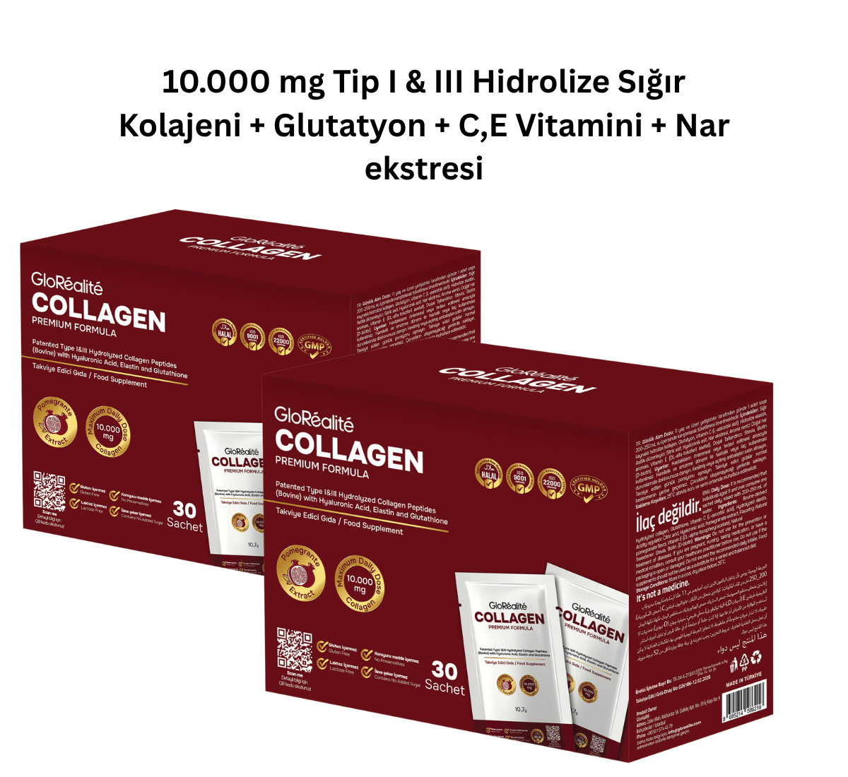 GloRéalité Premium Kolajen Kompleksi – 30 Saşe (2 Aylık Kullanım Paketi) En Çok Tercih Edilen