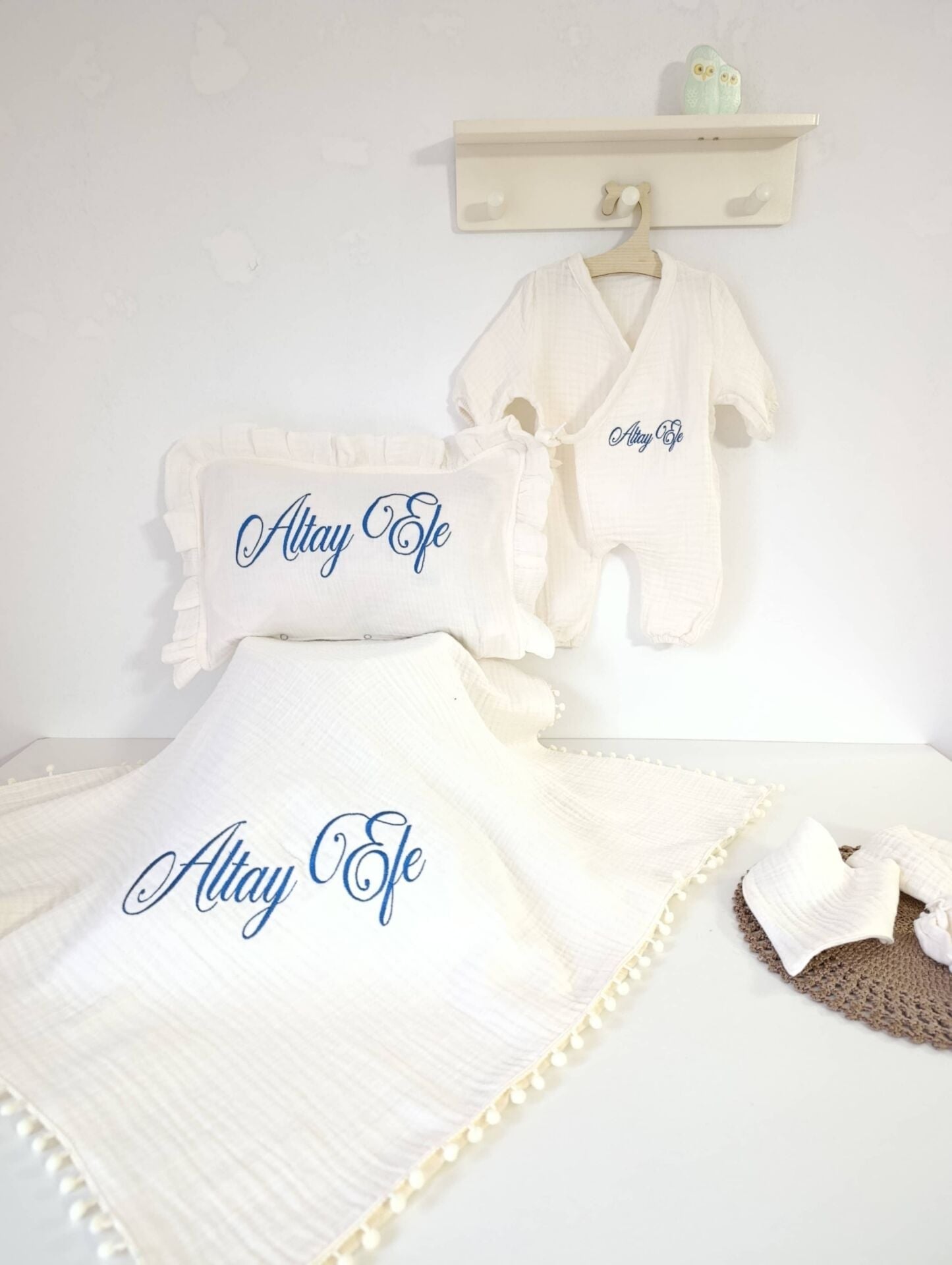 İsimli 4 Kat Müslin Yenidoğan Seti – Tam Set