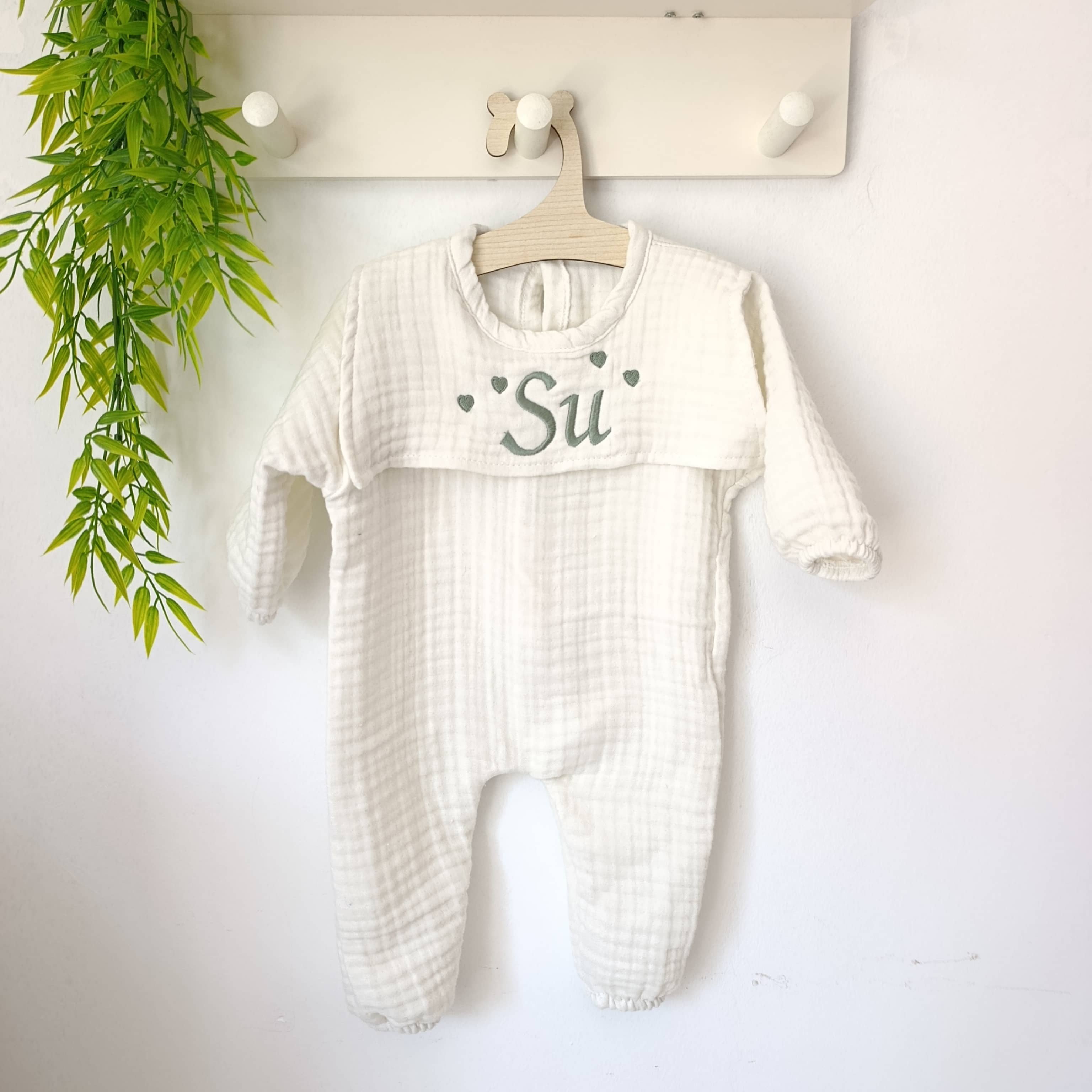 İsme Özel Yakalı Müslin Bebek Tulumu Seti